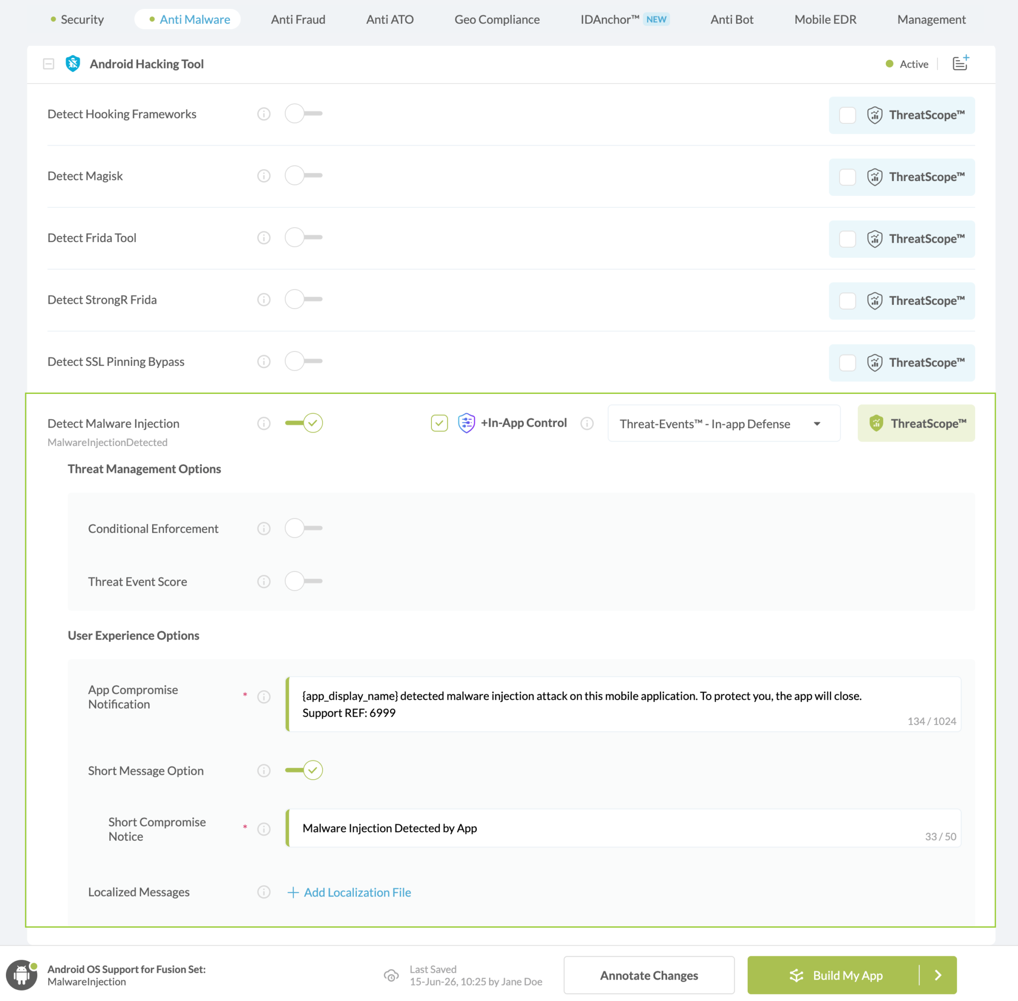 Detect Malware Injection option