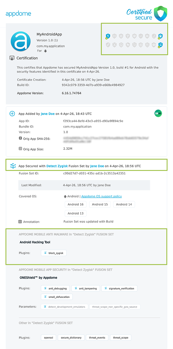Detect Zygisk shown in Certificate secure