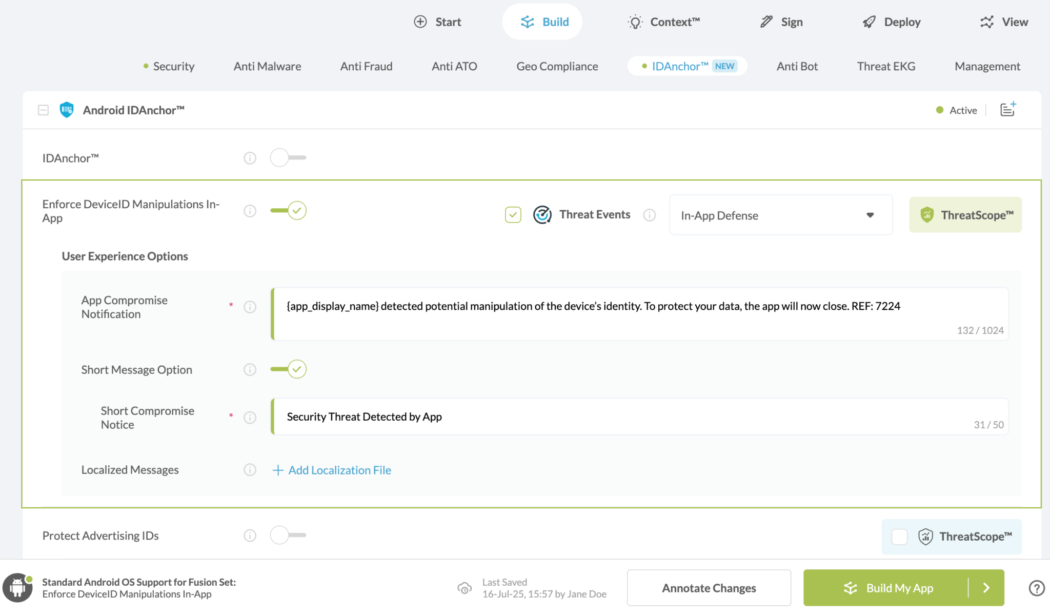 Enforce Device ID Manipulations In App option