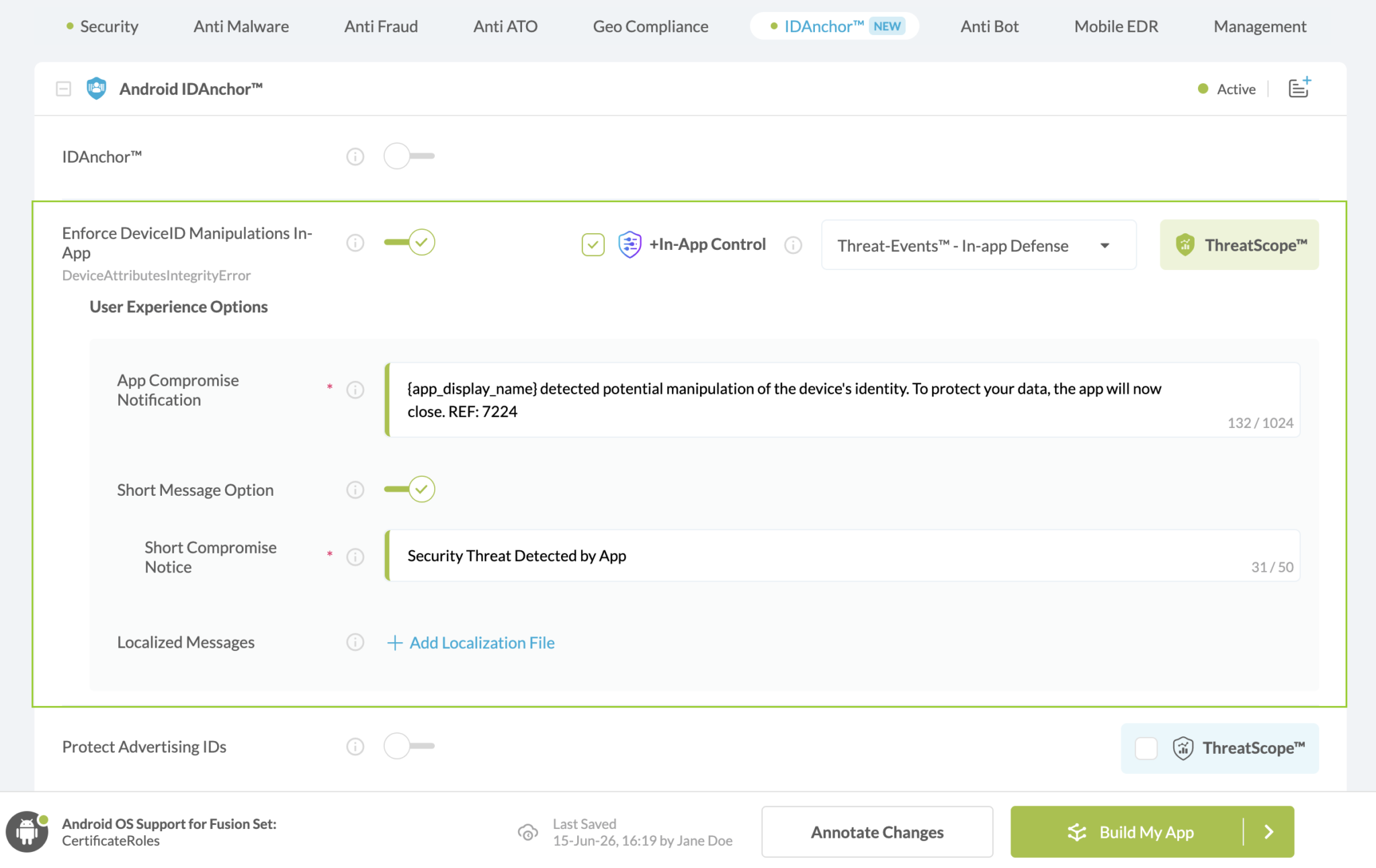 Enforce Device ID Manipulations In App option