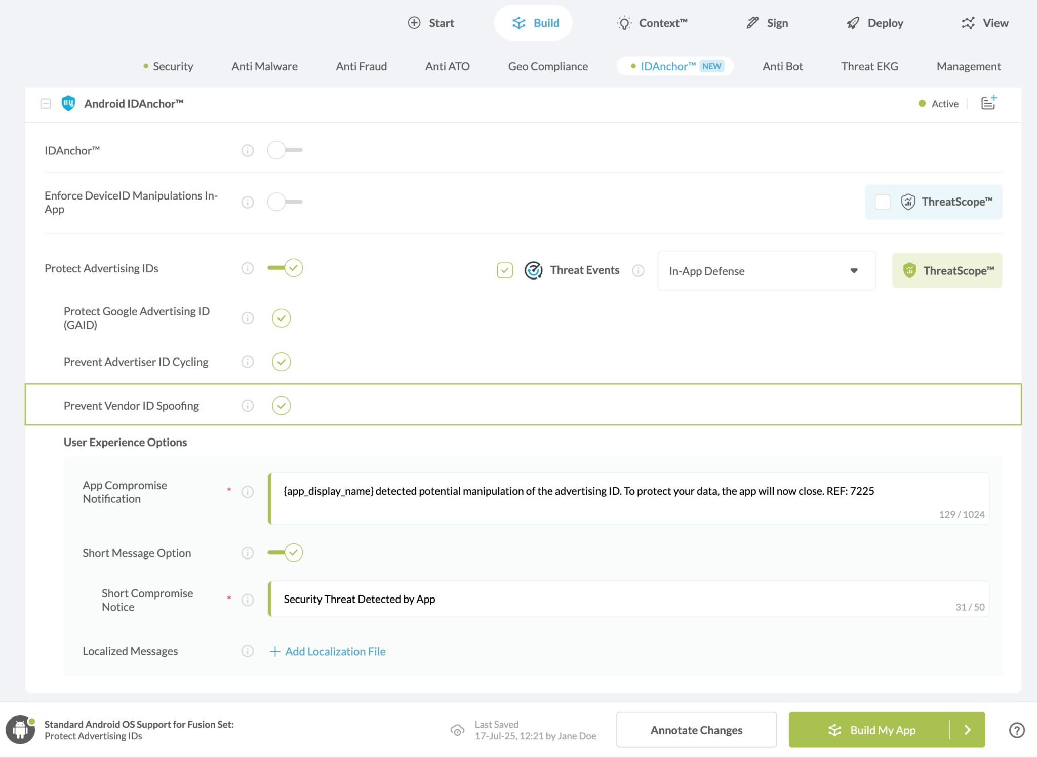 Prevent Vendor ID Spoofing option