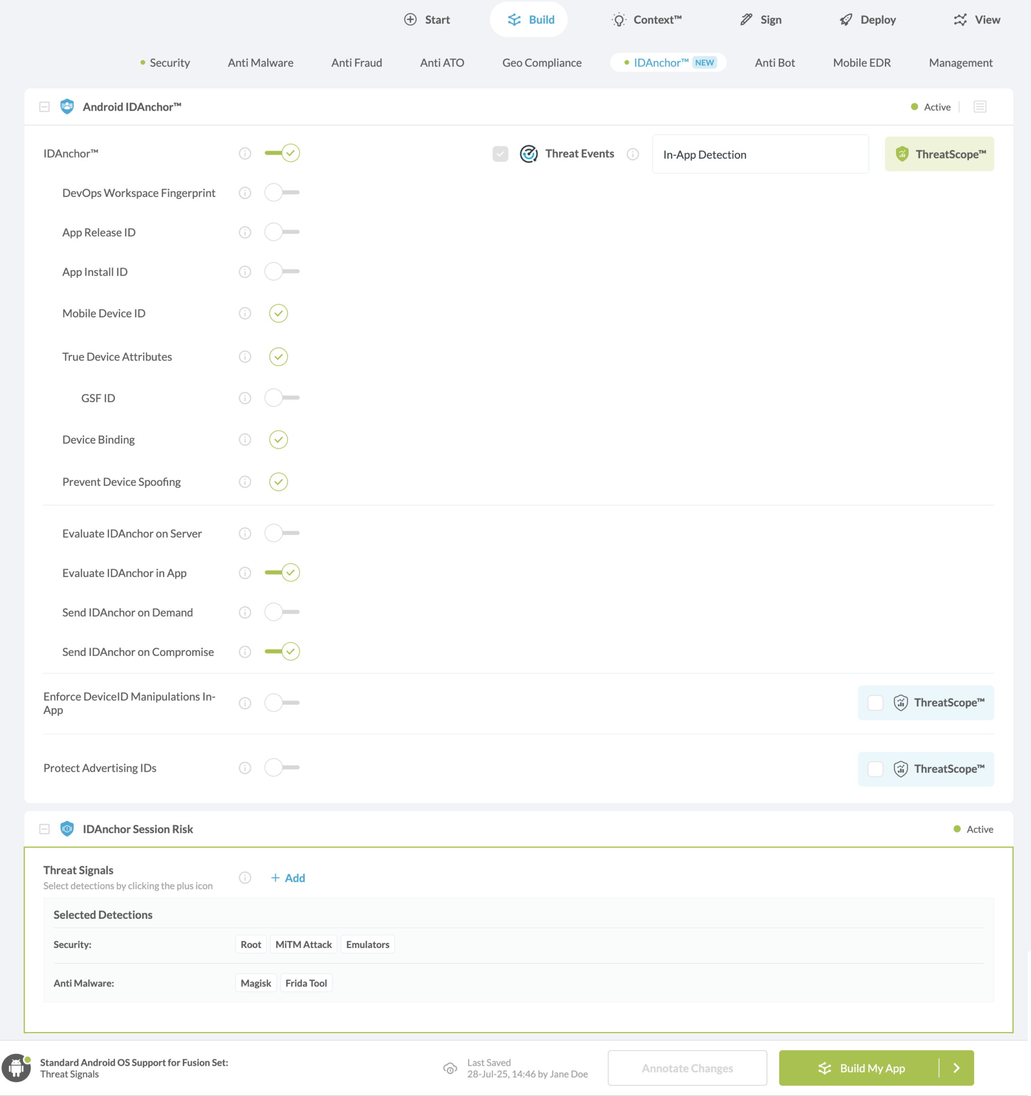  IDAnchor Threat Signals option