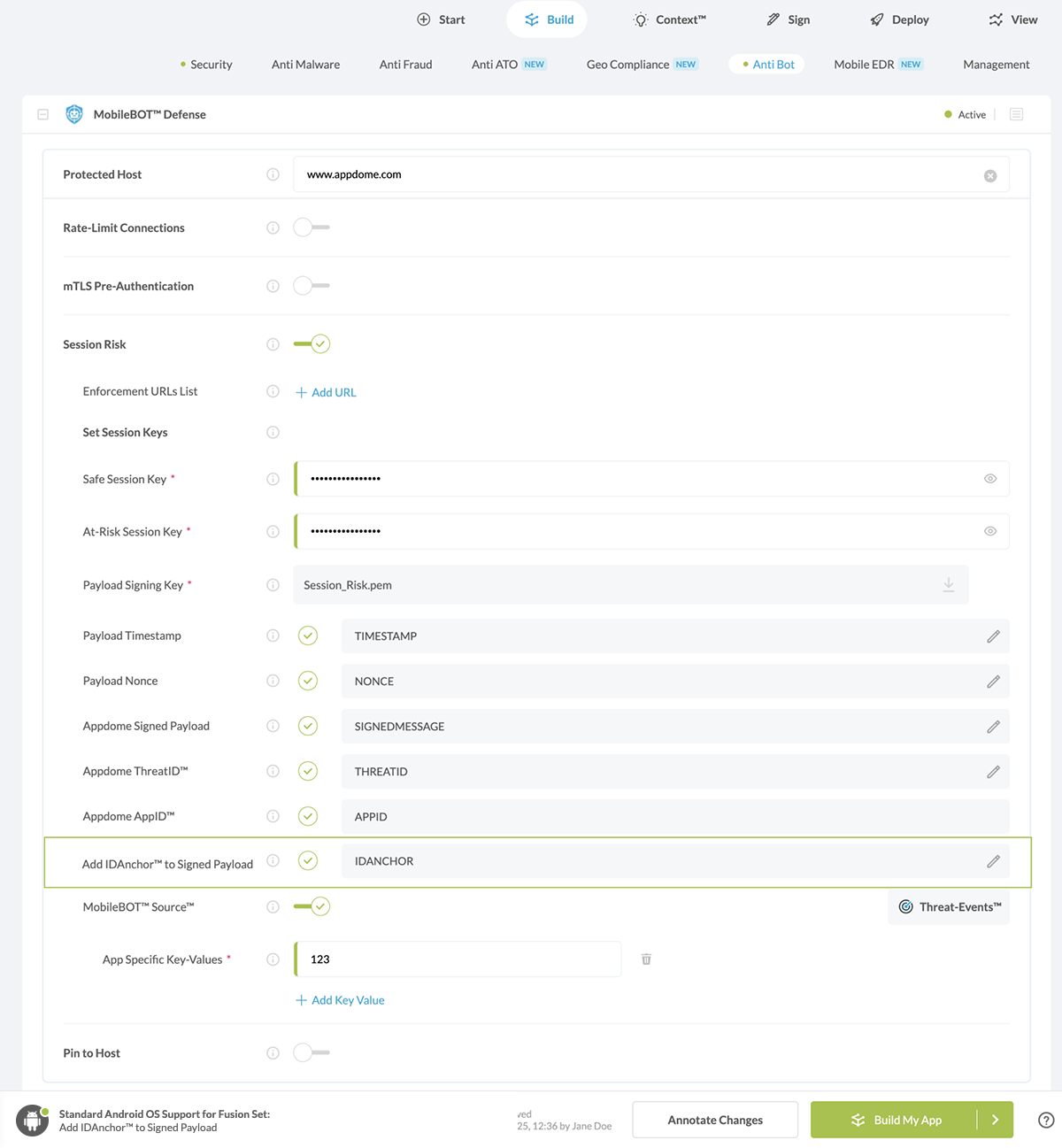 Add IDAnchor to Signed Payload option