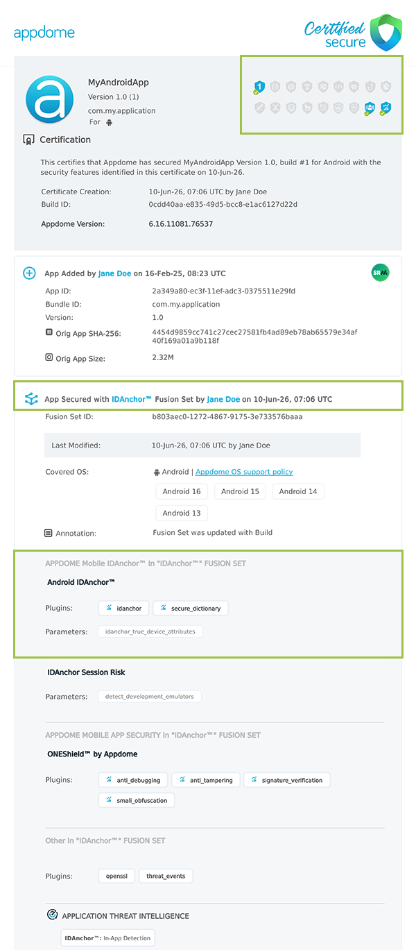 IDAnchor shown in Certificate secure