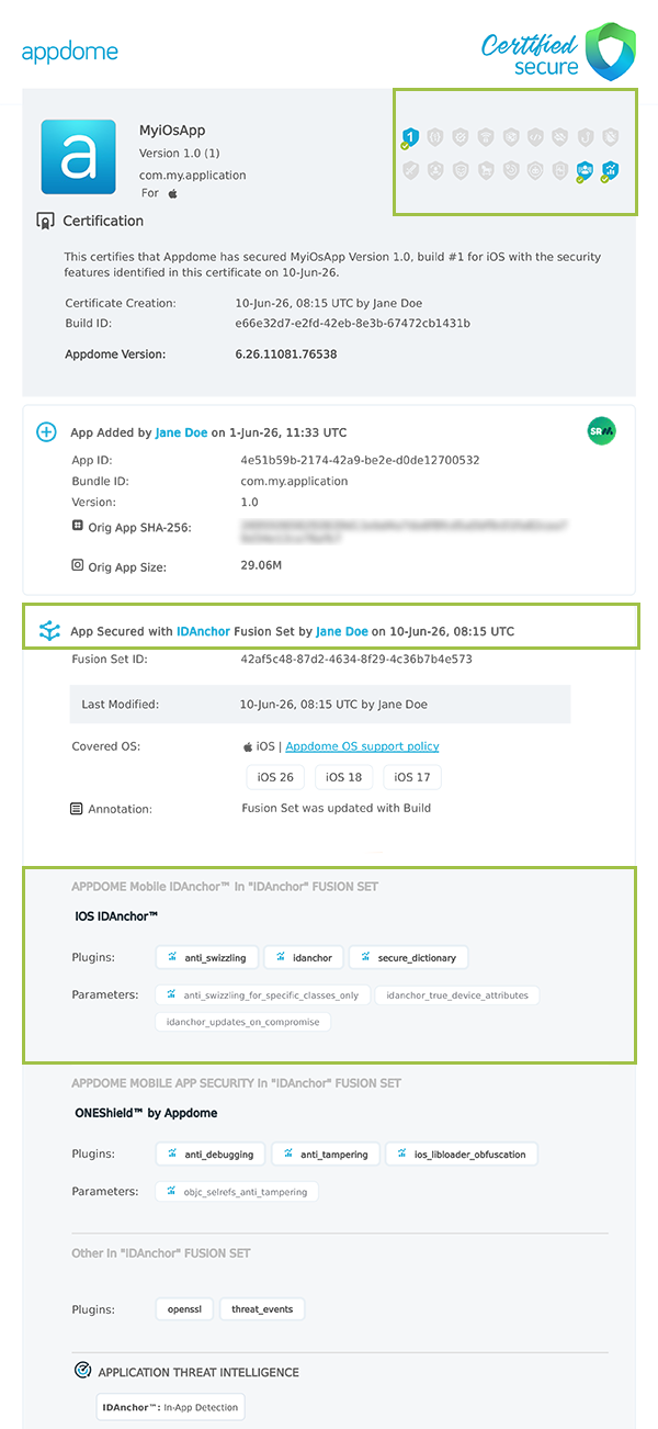 IDAnchor shown in Certificate secure