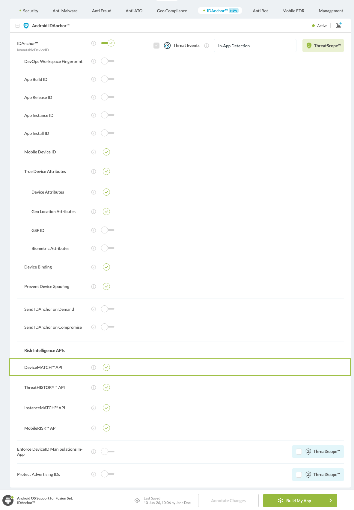DeviceMATCH™ API option