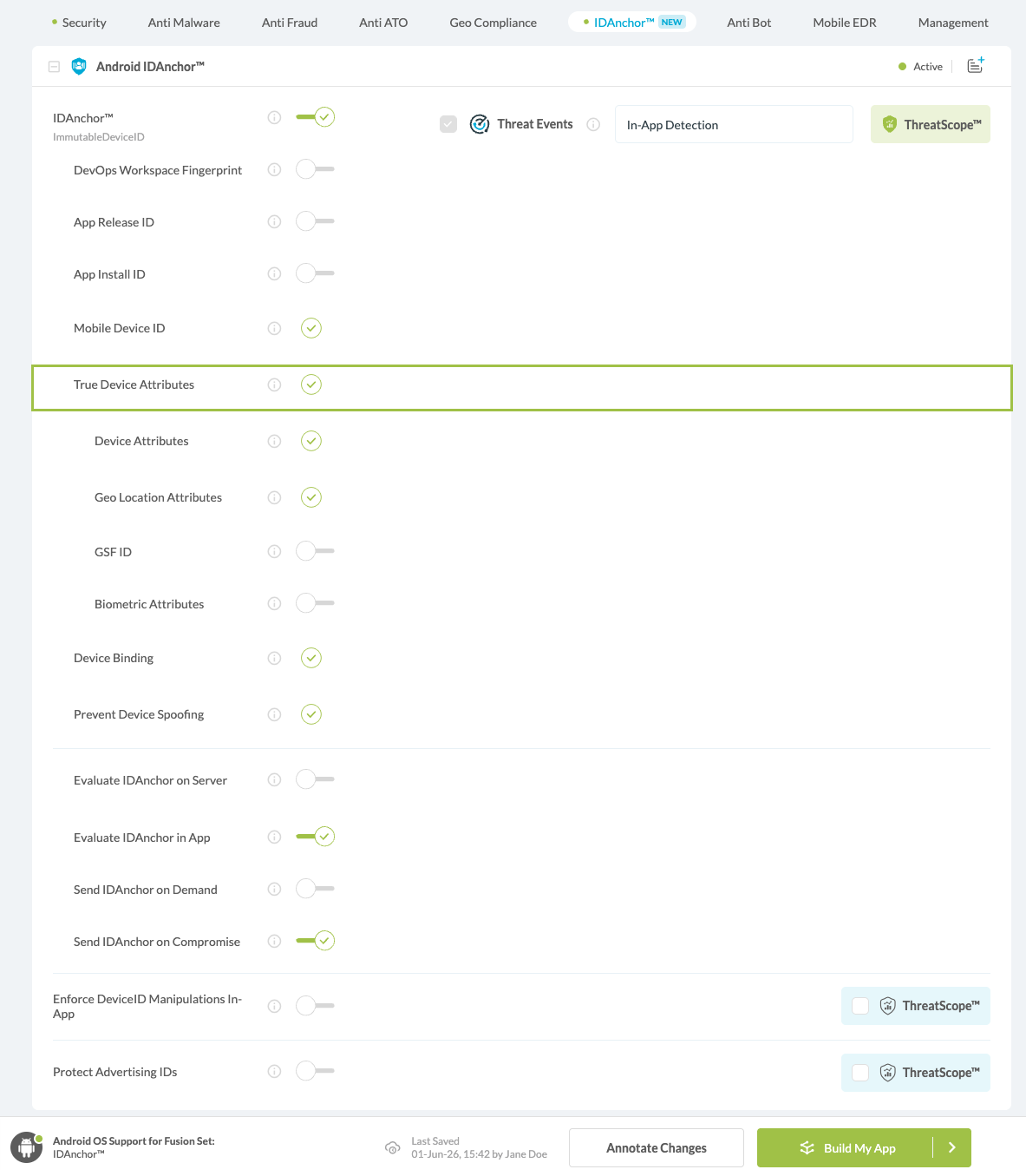 True Device Attributes option