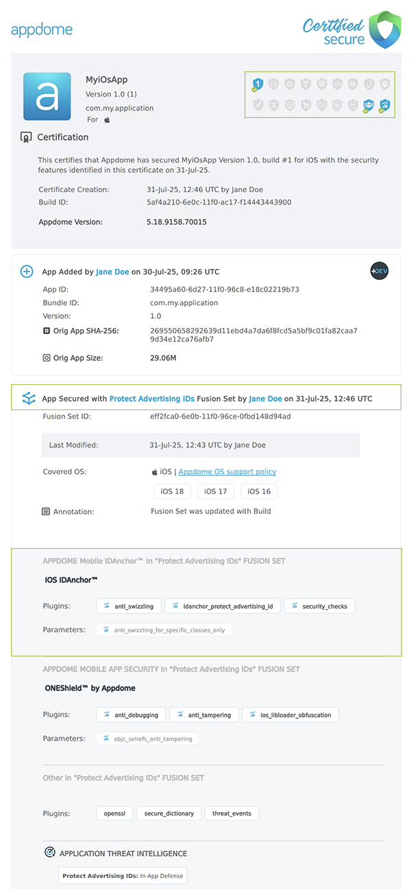 Protect Apple Vendor ID (IDFV) shown in Certificate secure