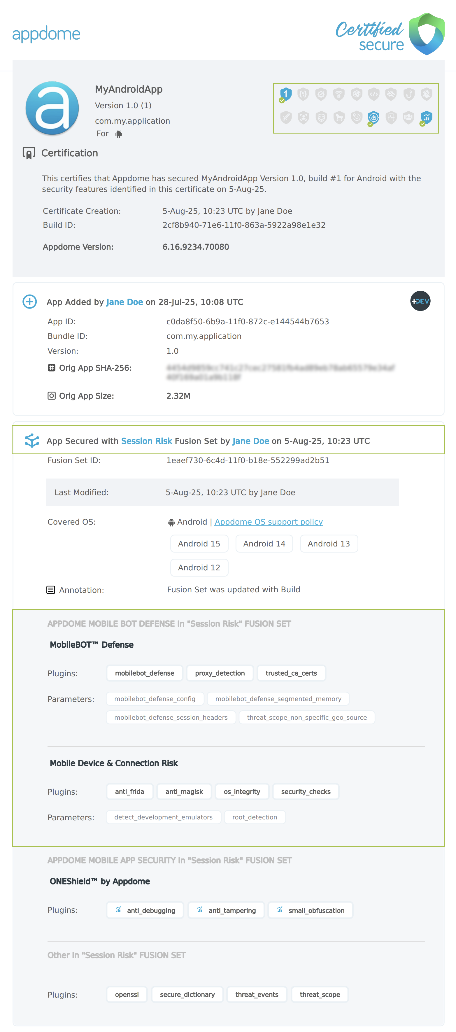Get ThreatScore™ Data shown in Certificate secure