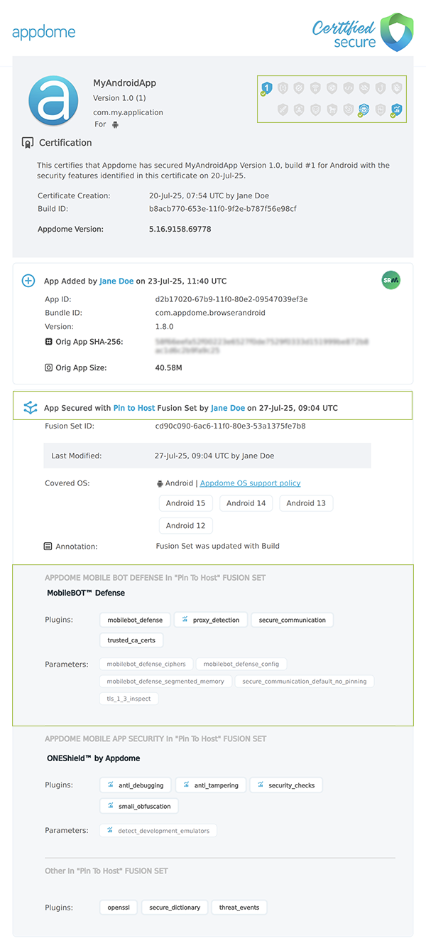 Anti-Bot MitM Attack Prevention shown in Certificate secure