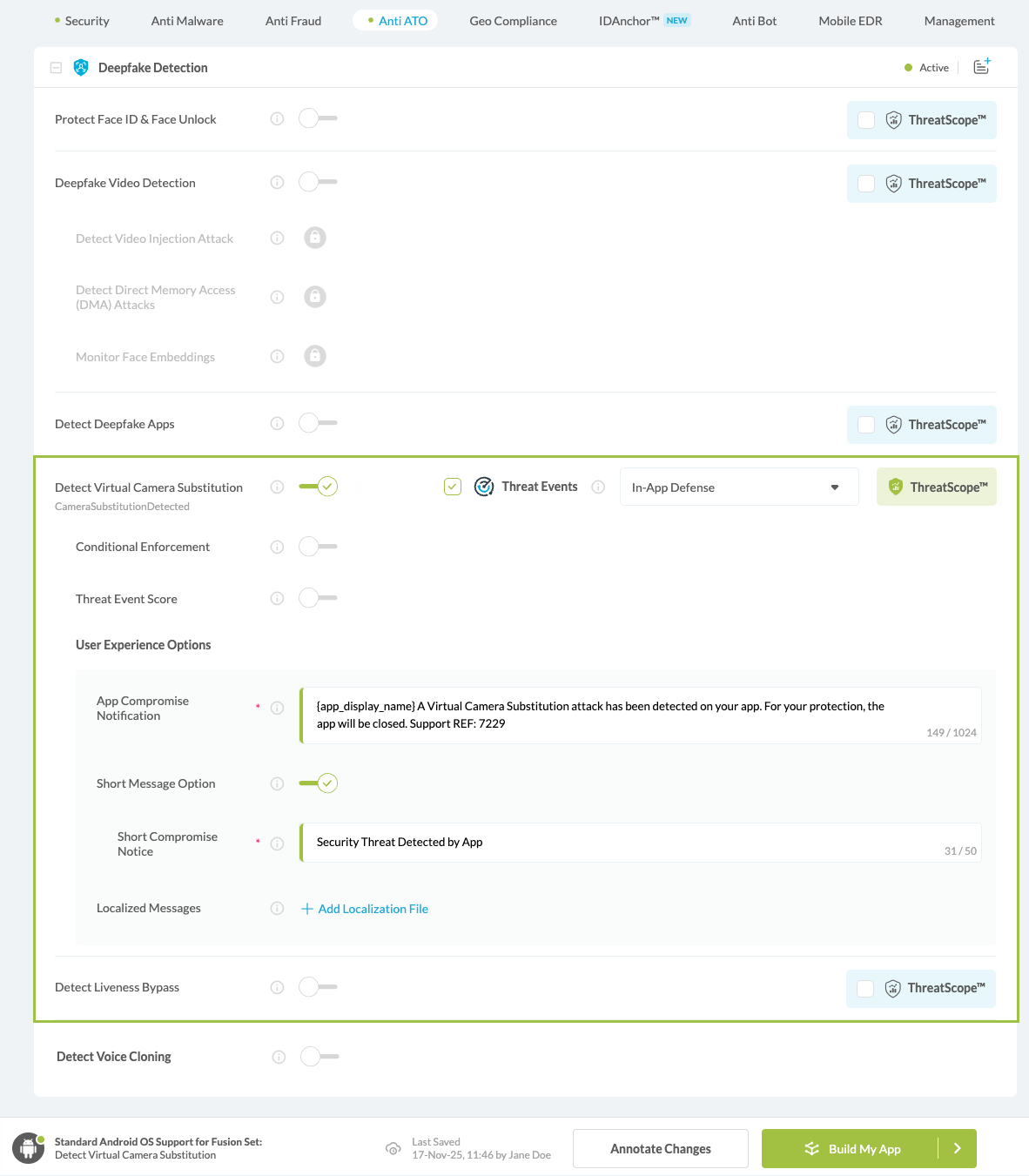 Detect Virtual Camera Substitution option