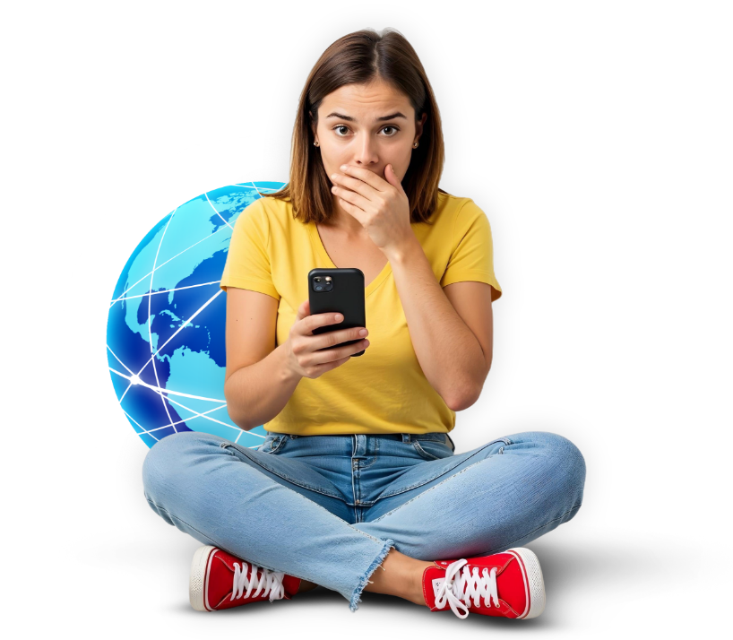 Consumer reading 2025 Mobile Security Survey on phone