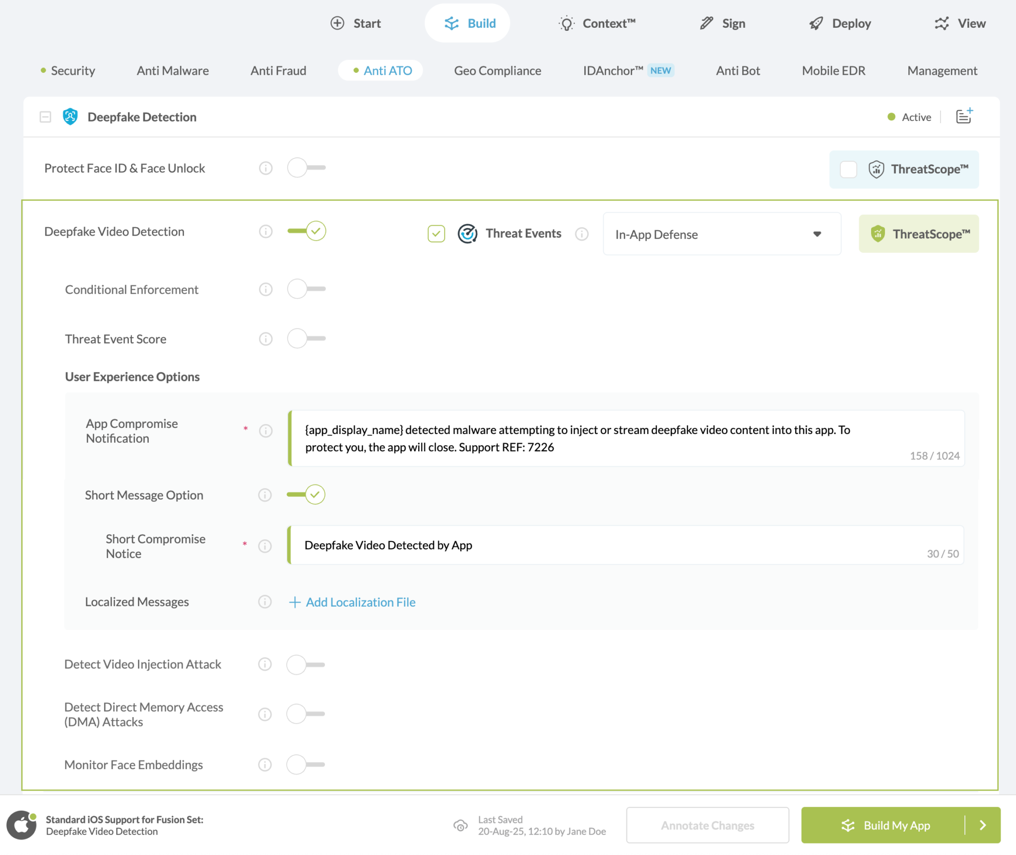 Deepfake Video Detection option