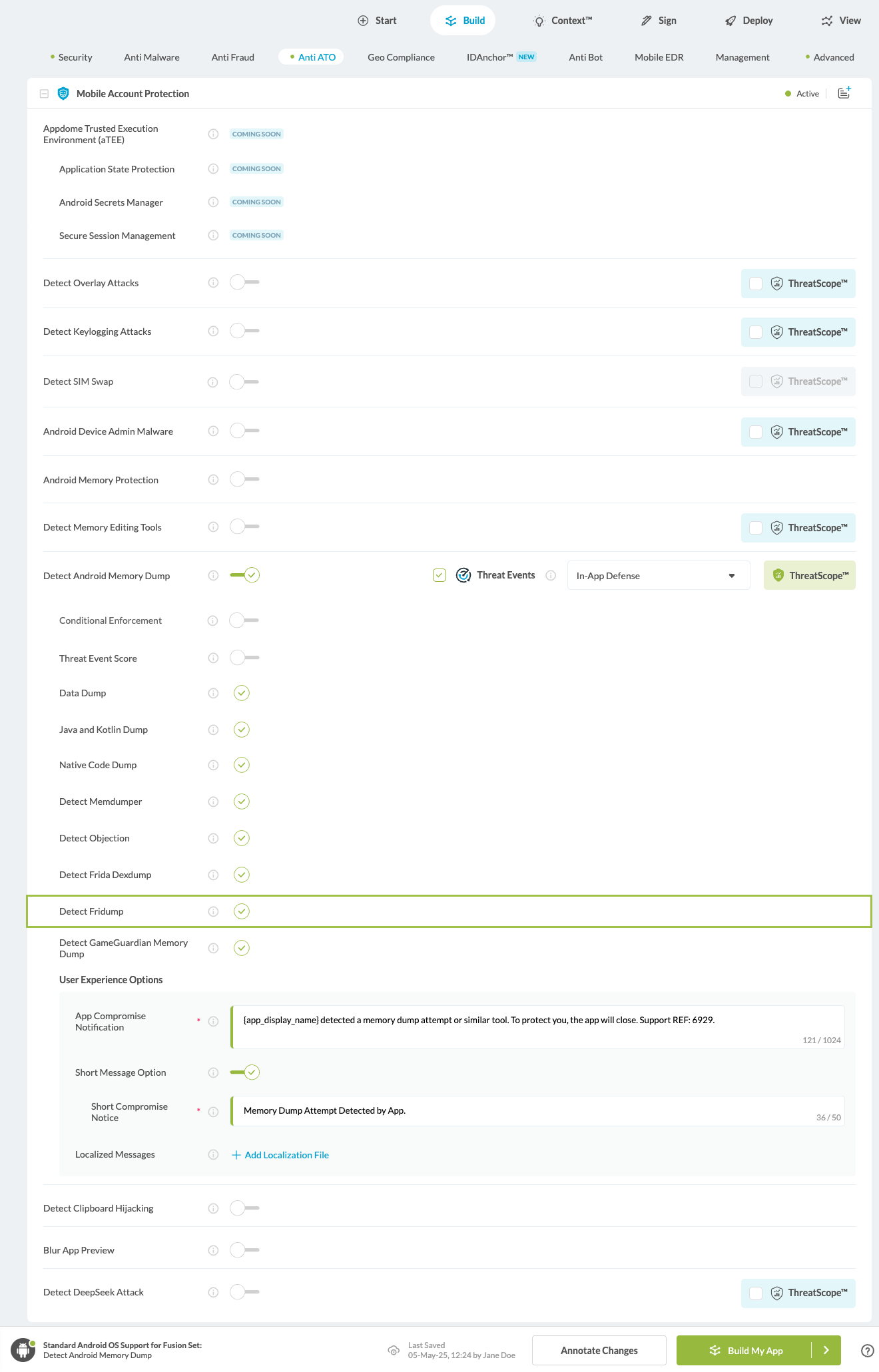 Detect Fridump option
