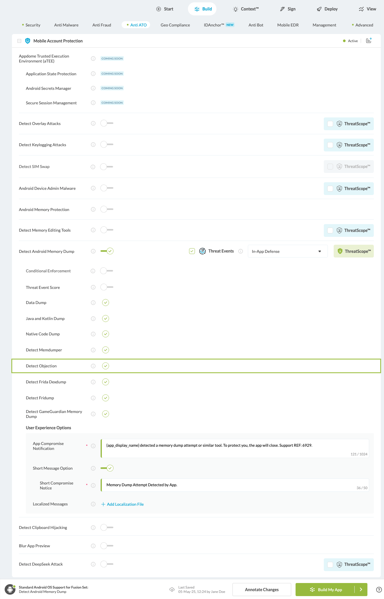 Detect Objection option