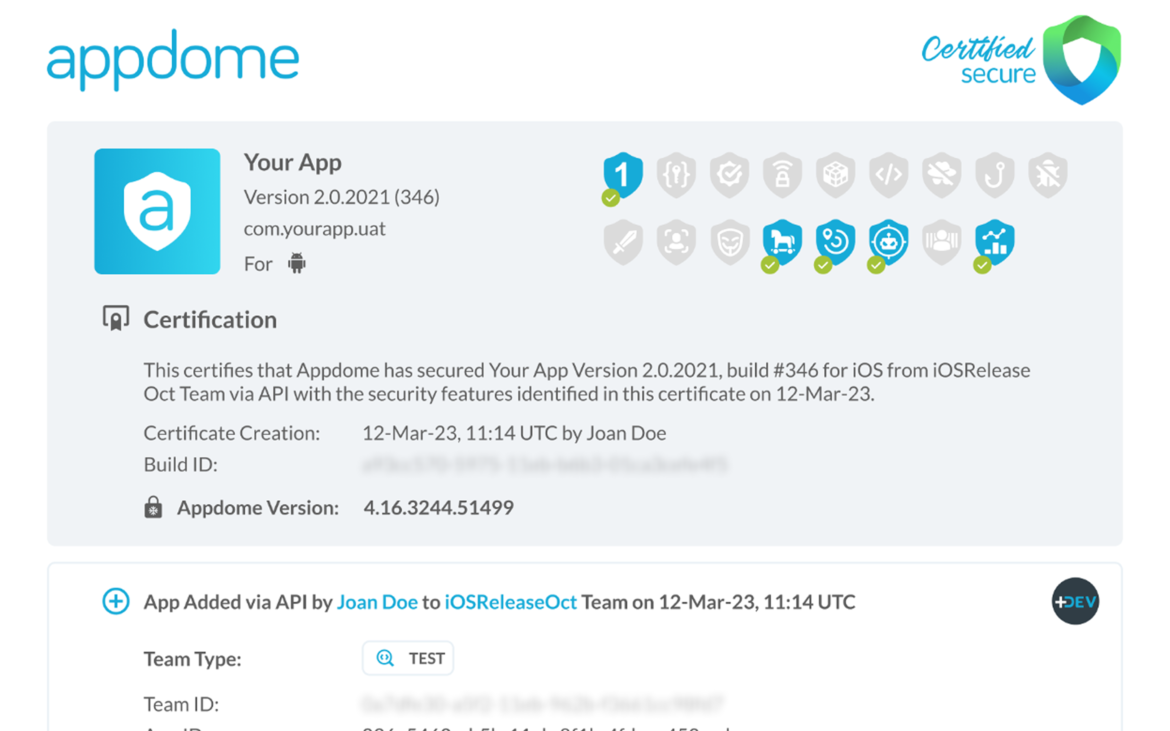 Appdome Certified Build