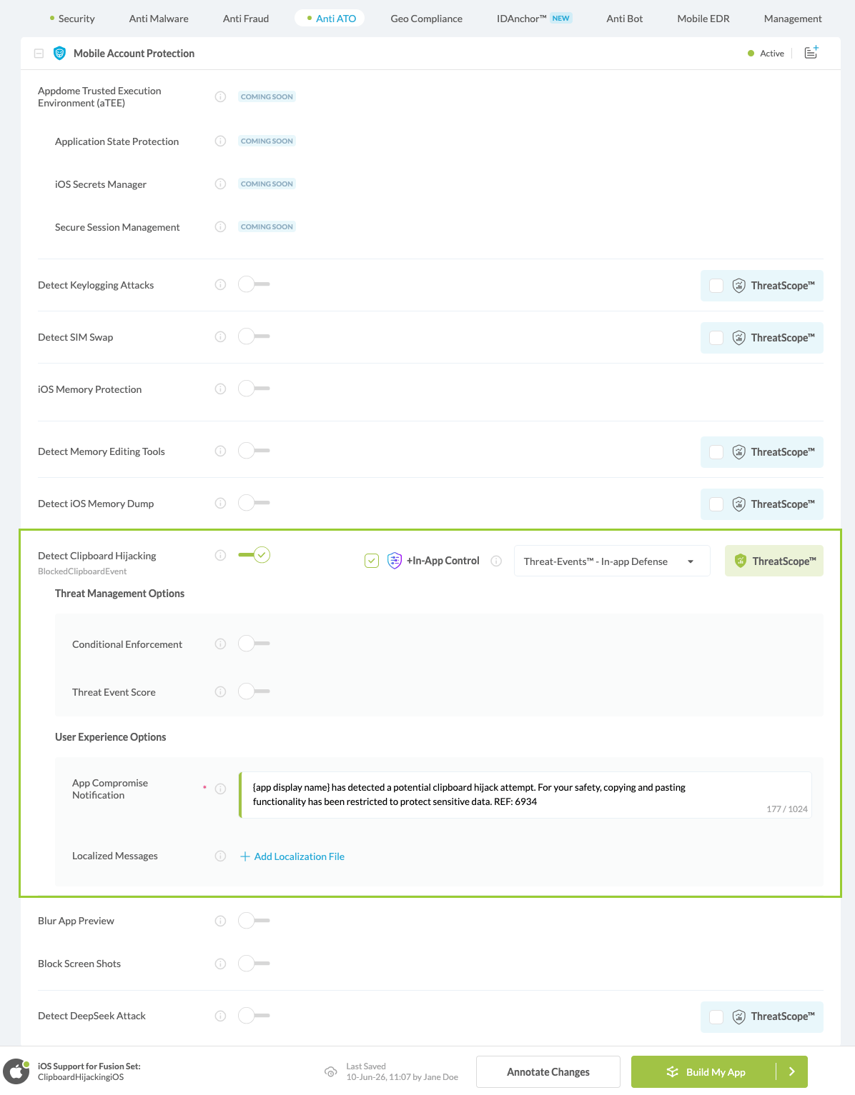 Detect Clipboard Hijacking option