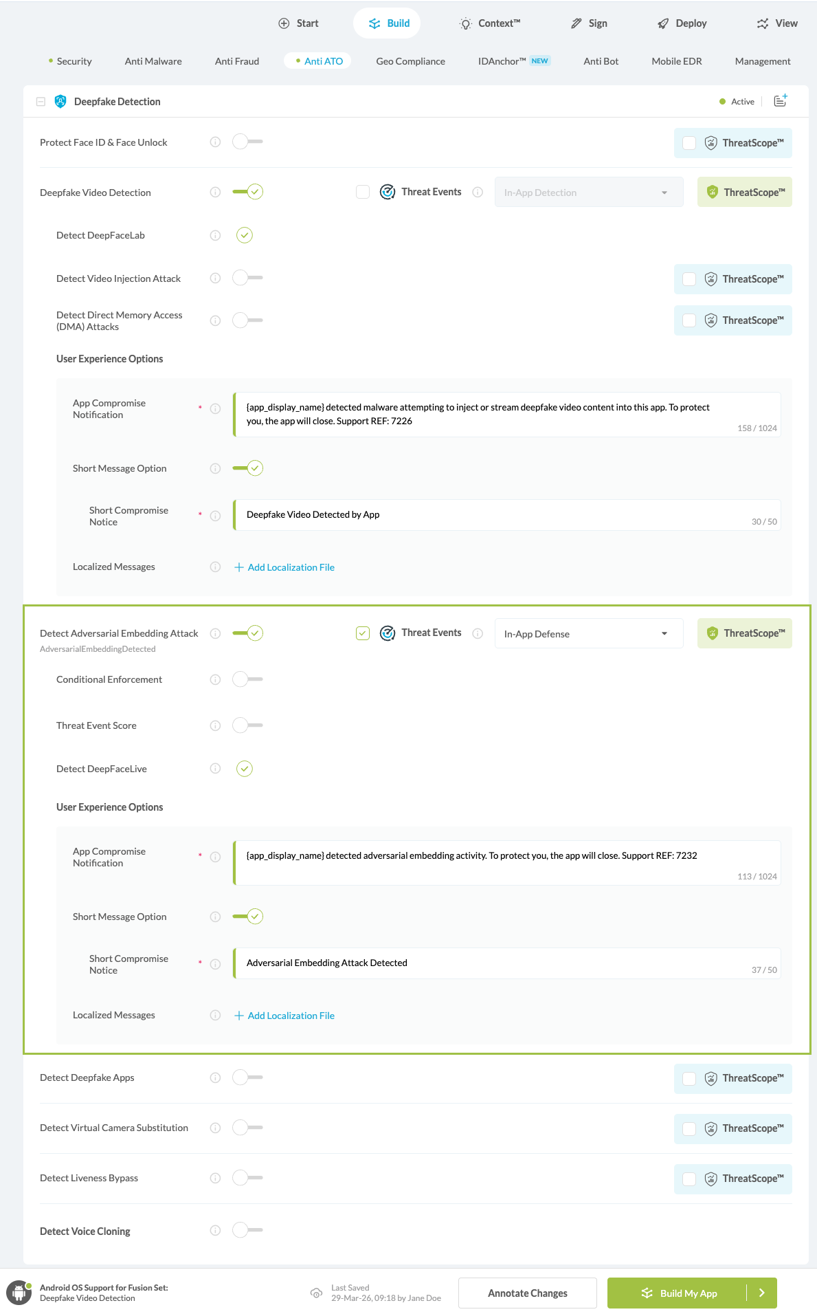 Detect Adversarial Embedding Attack option