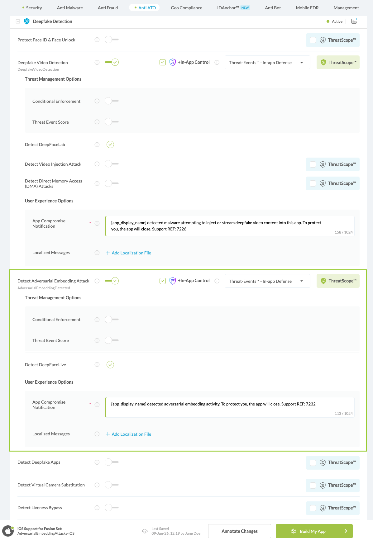 Detect Adversarial Embedding Attack option