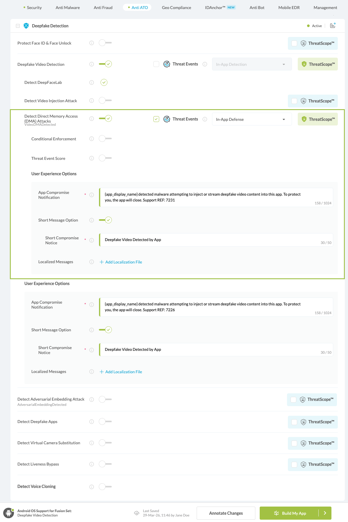 Detect Direct Memory Access (DMA) Attacks option