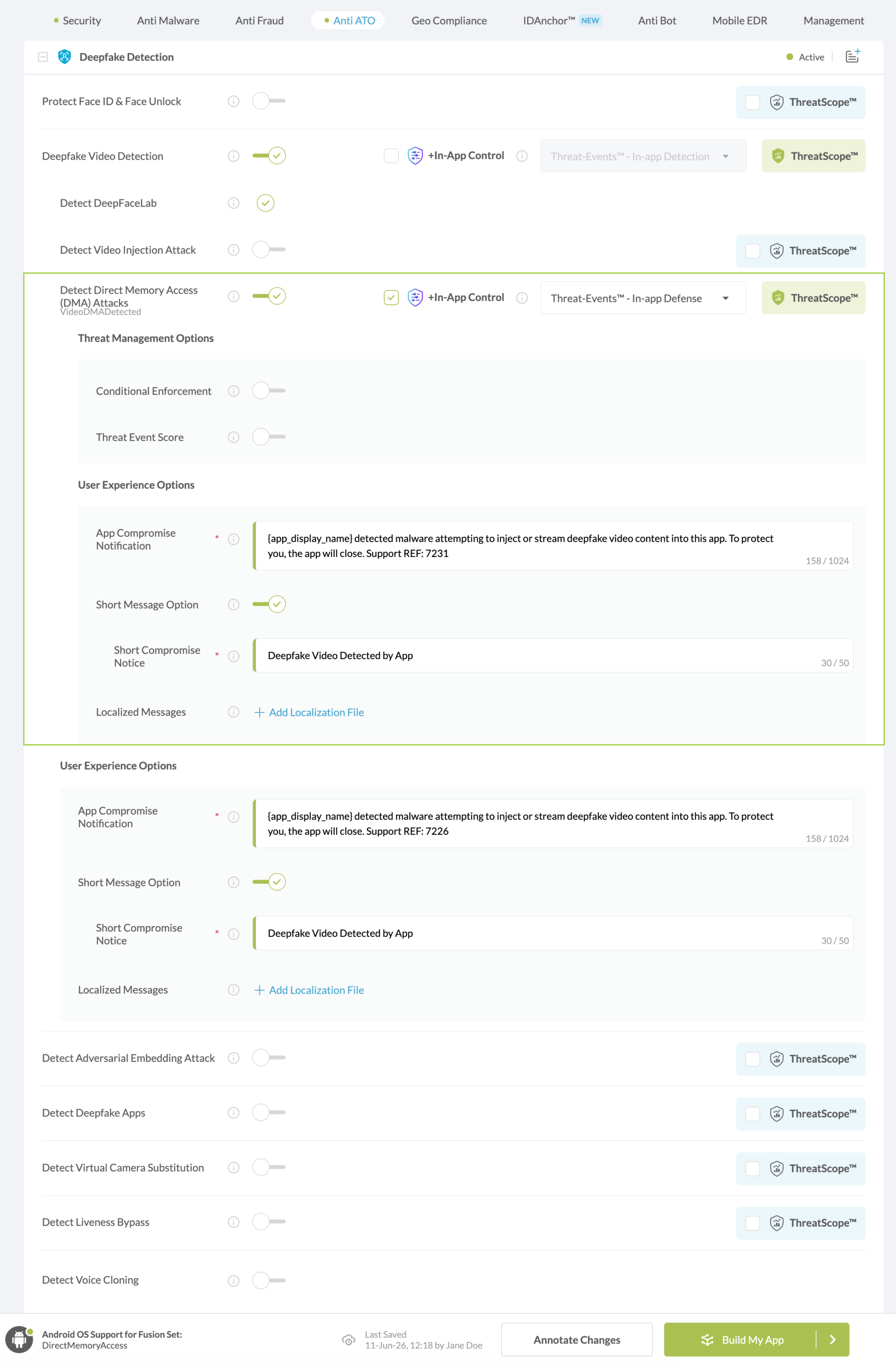 Detect Direct Memory Access (DMA) Attacks option