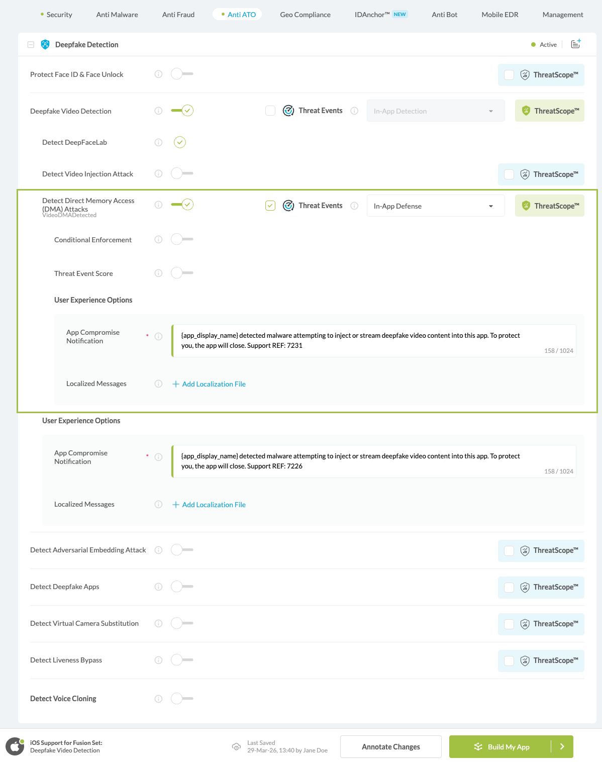 Detect Direct Memory Access (DMA) Attacks option