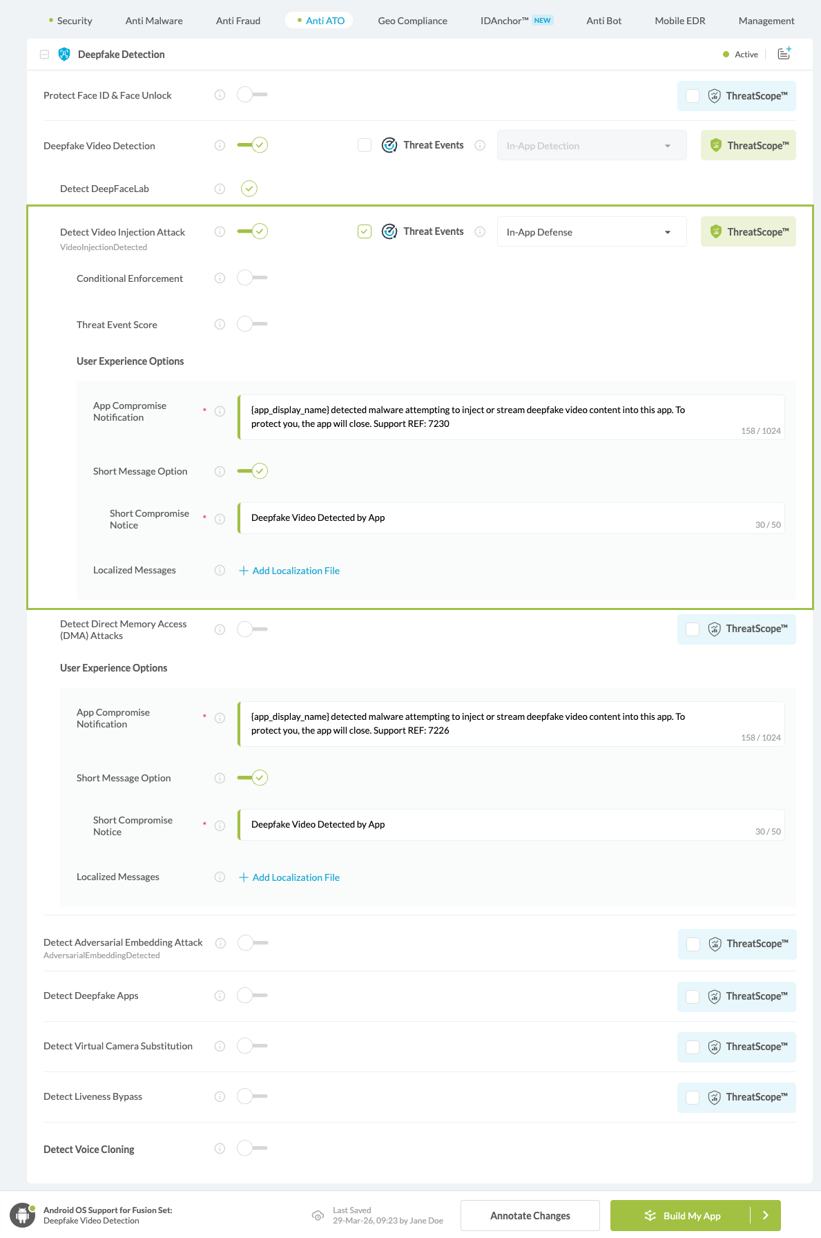 Detect Video Injection Attack option