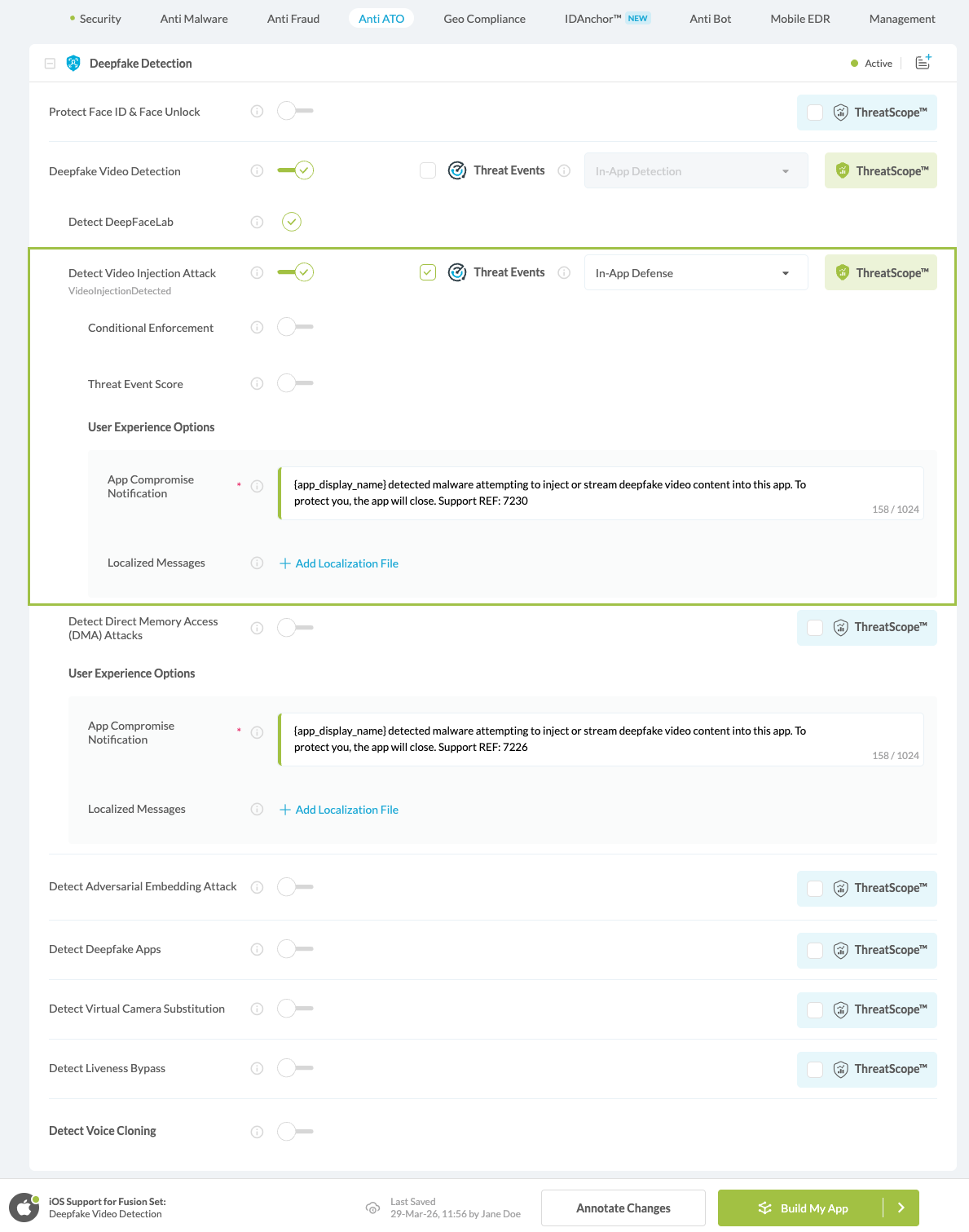 Detect Video Injection Attack option