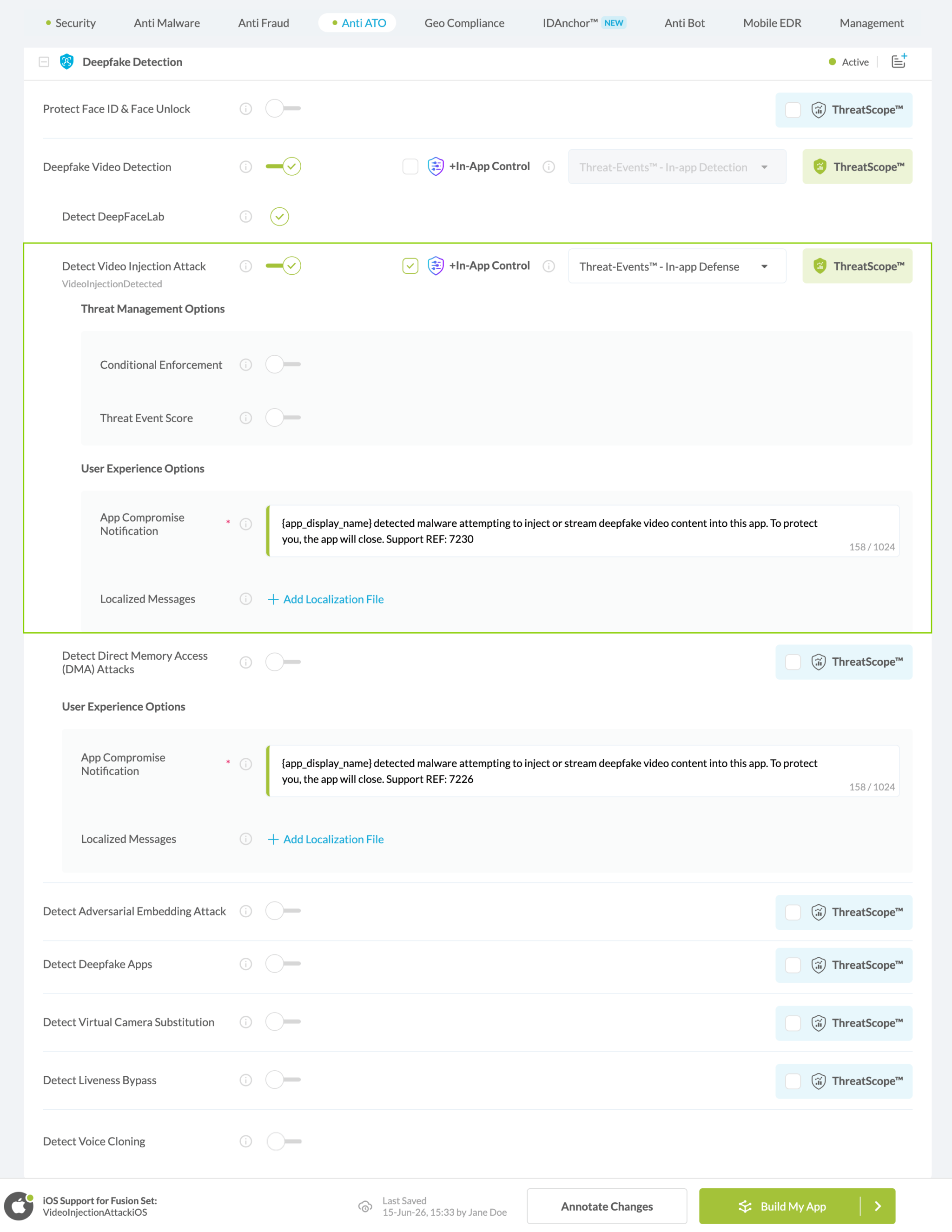 Detect Video Injection Attack option
