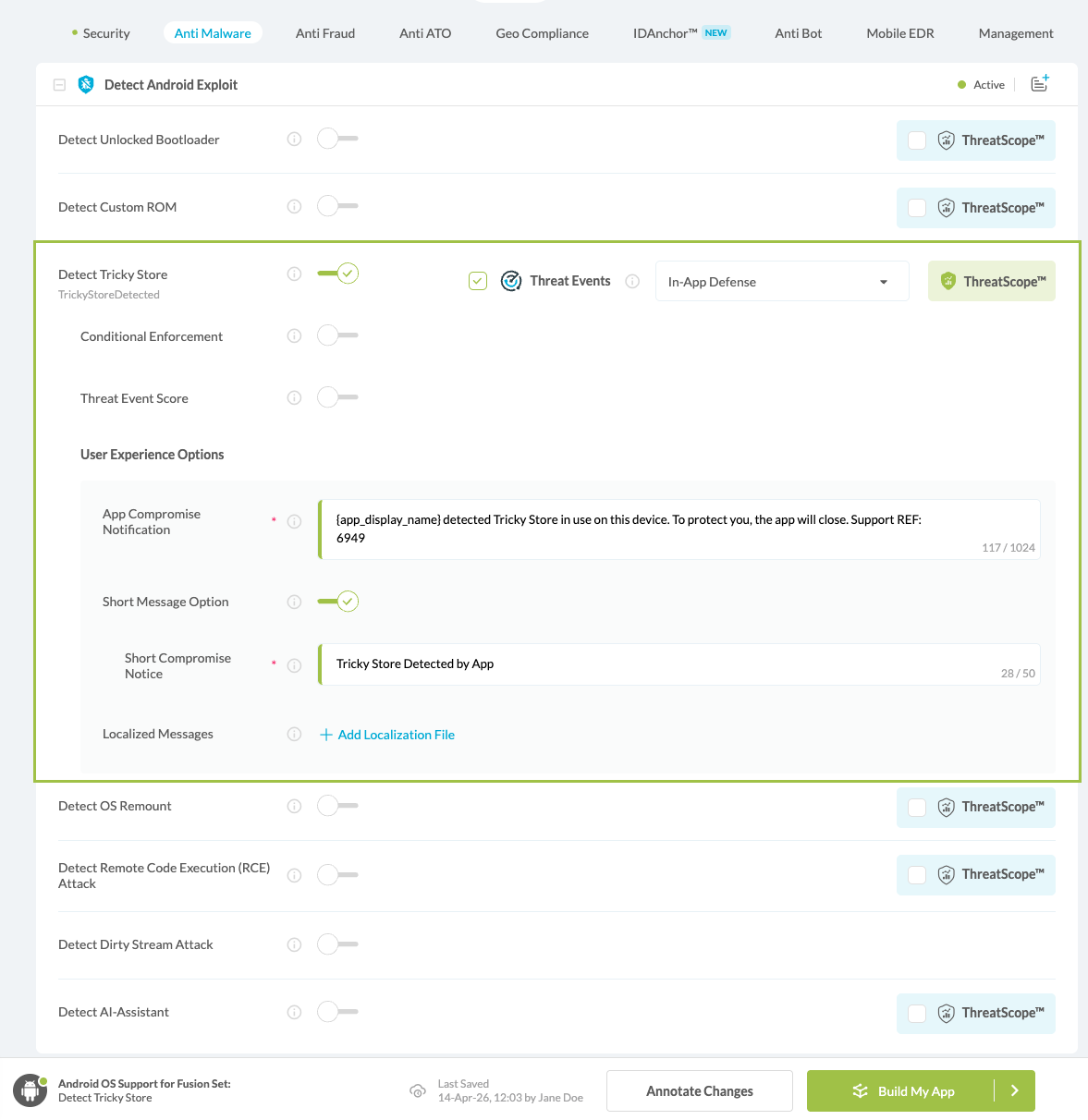 Detect Tricky Store option