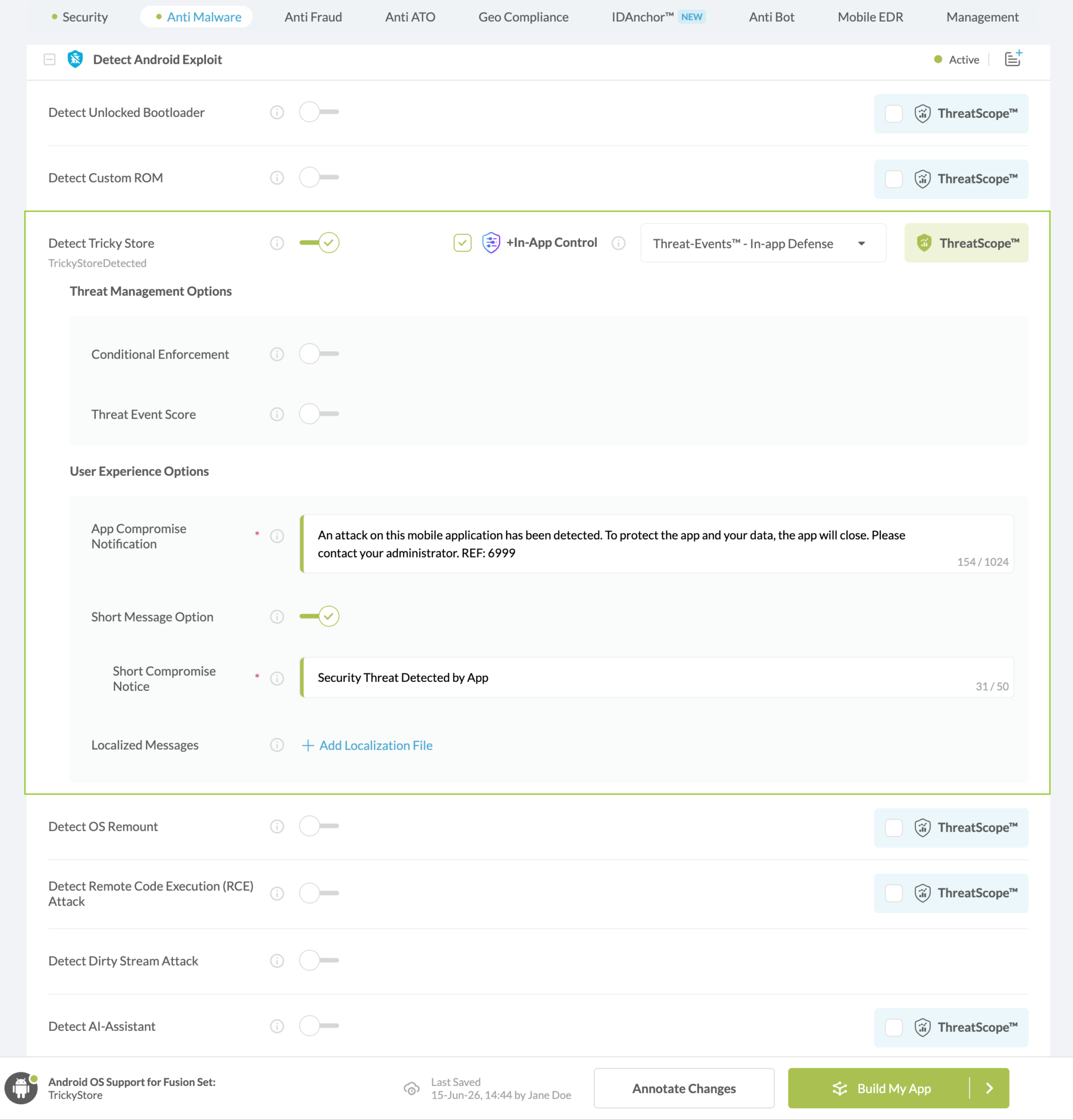 Detect Tricky Store option