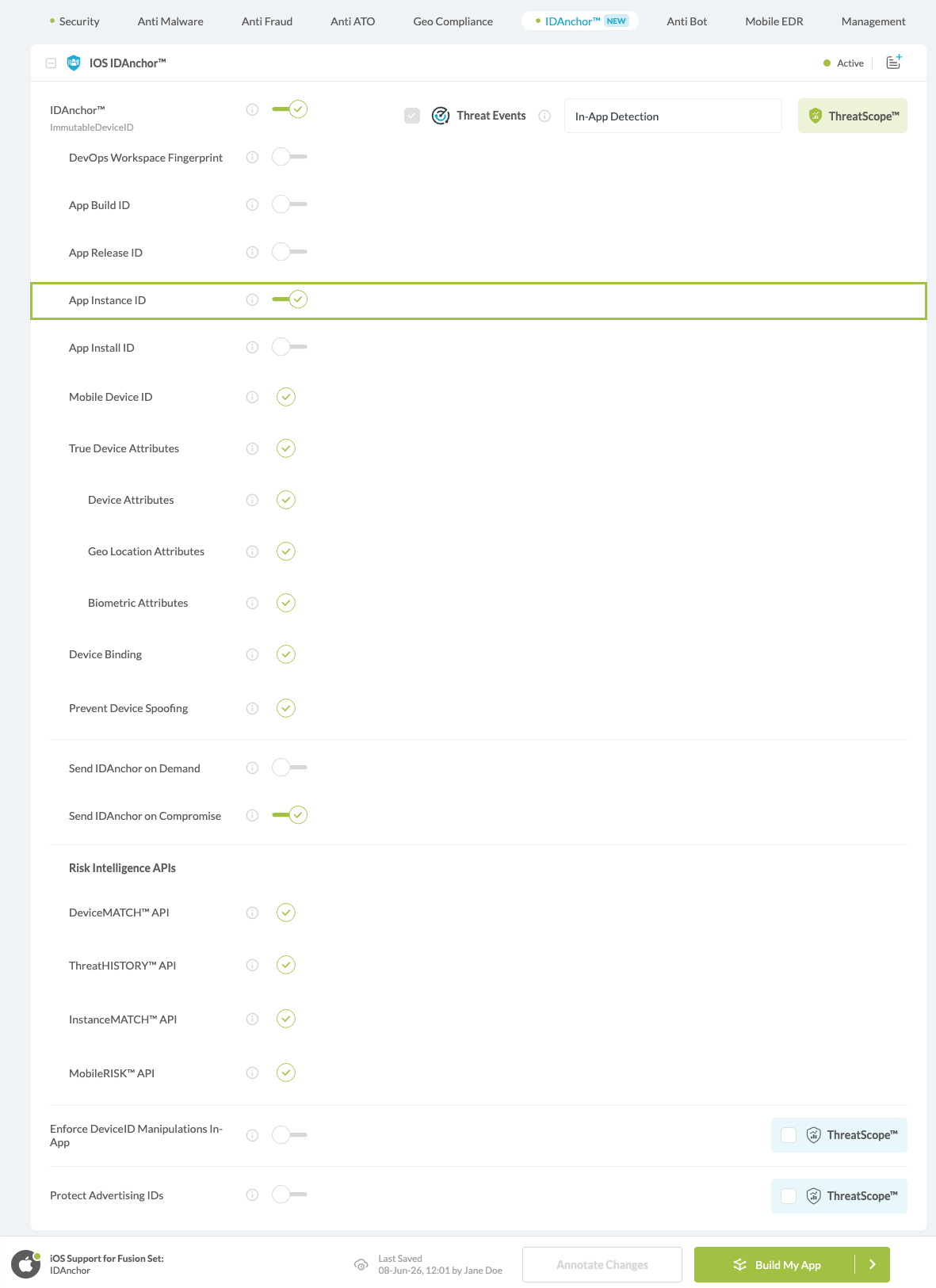 App Instance ID option