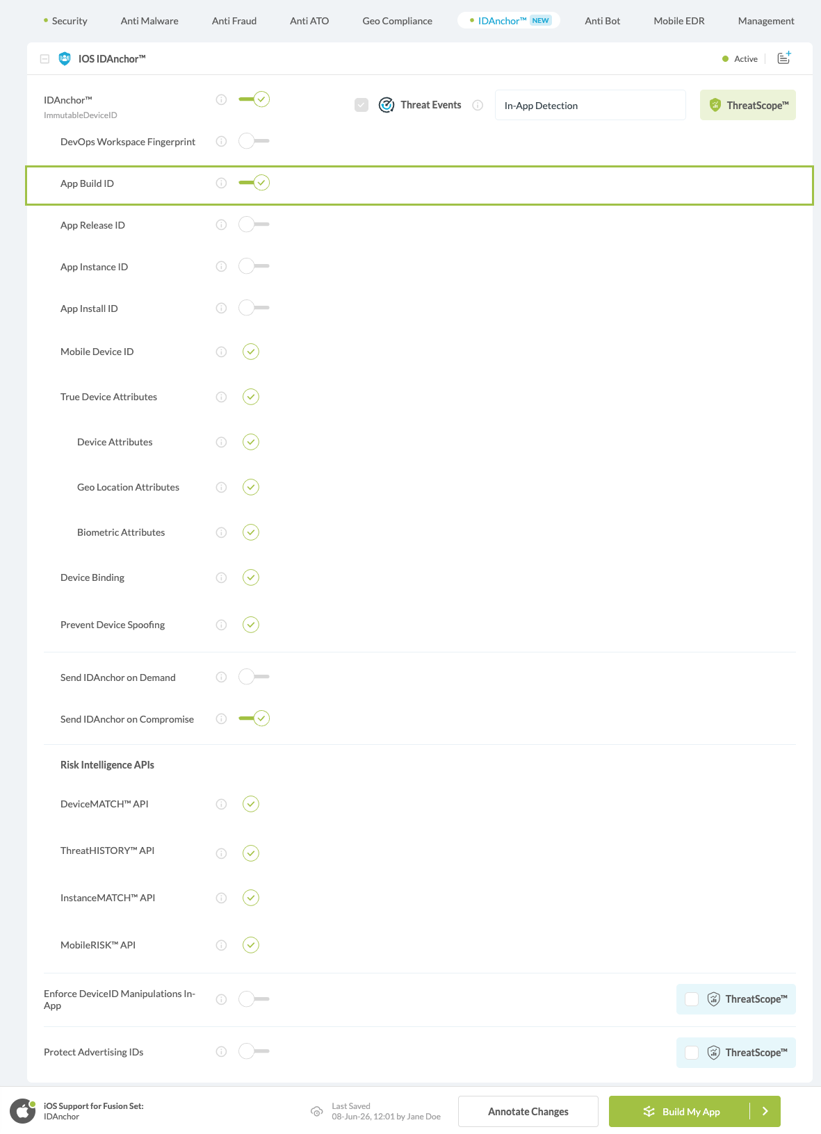 App Build ID option