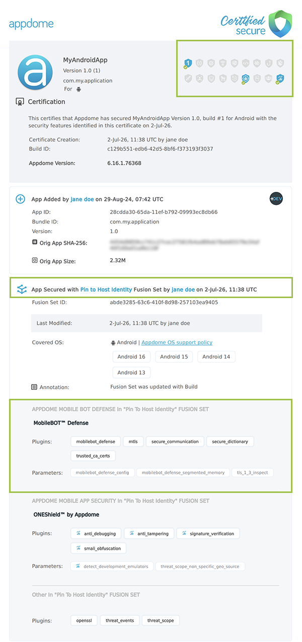 Pin to Host Identity shown in Certificate secure