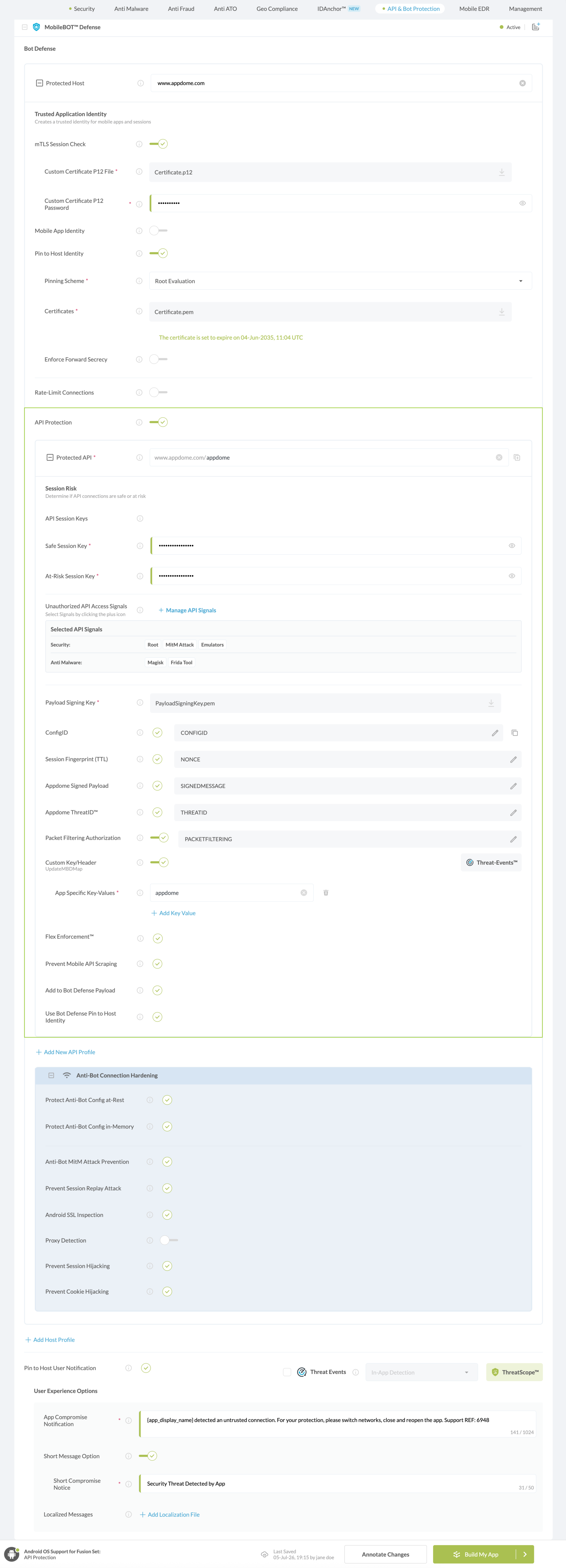 API Protection option
