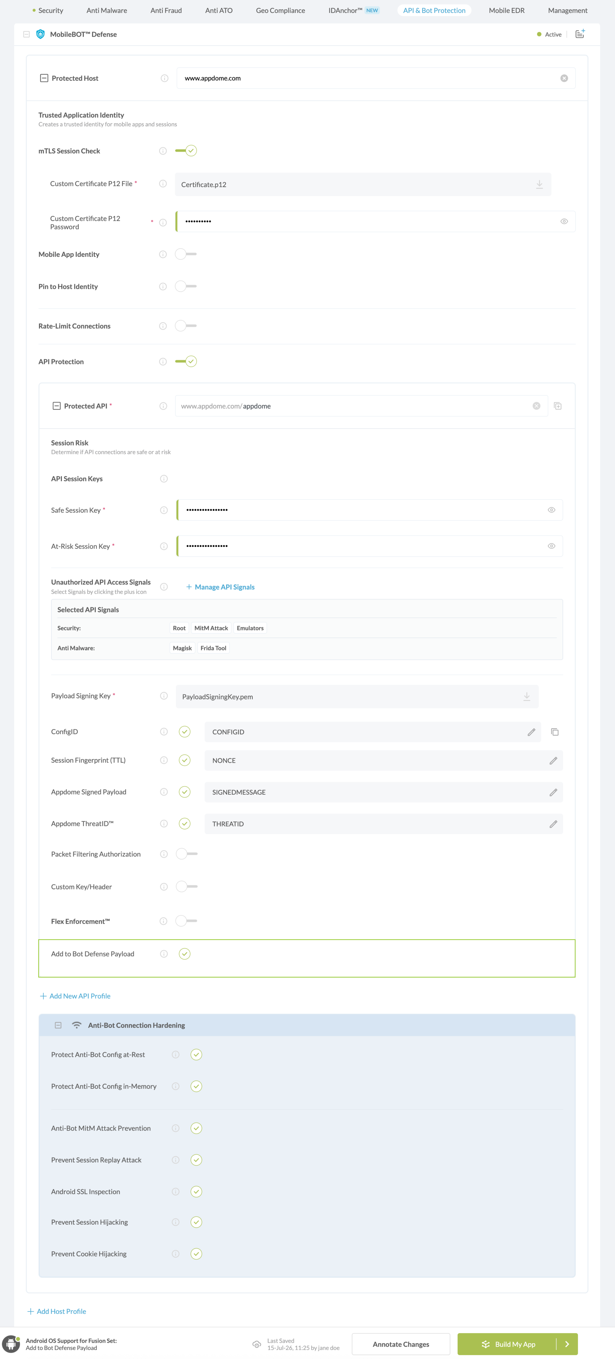 Add to Bot Defense Payload option
