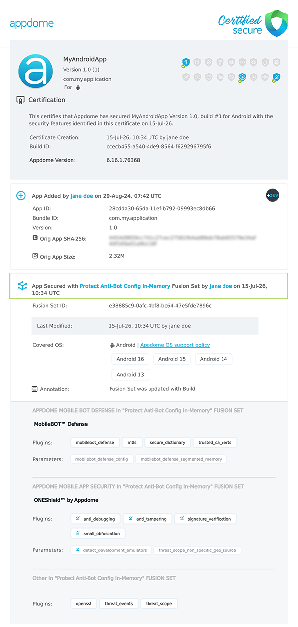 Protect Anti-Bot Config in-Memory shown in Certificate secure