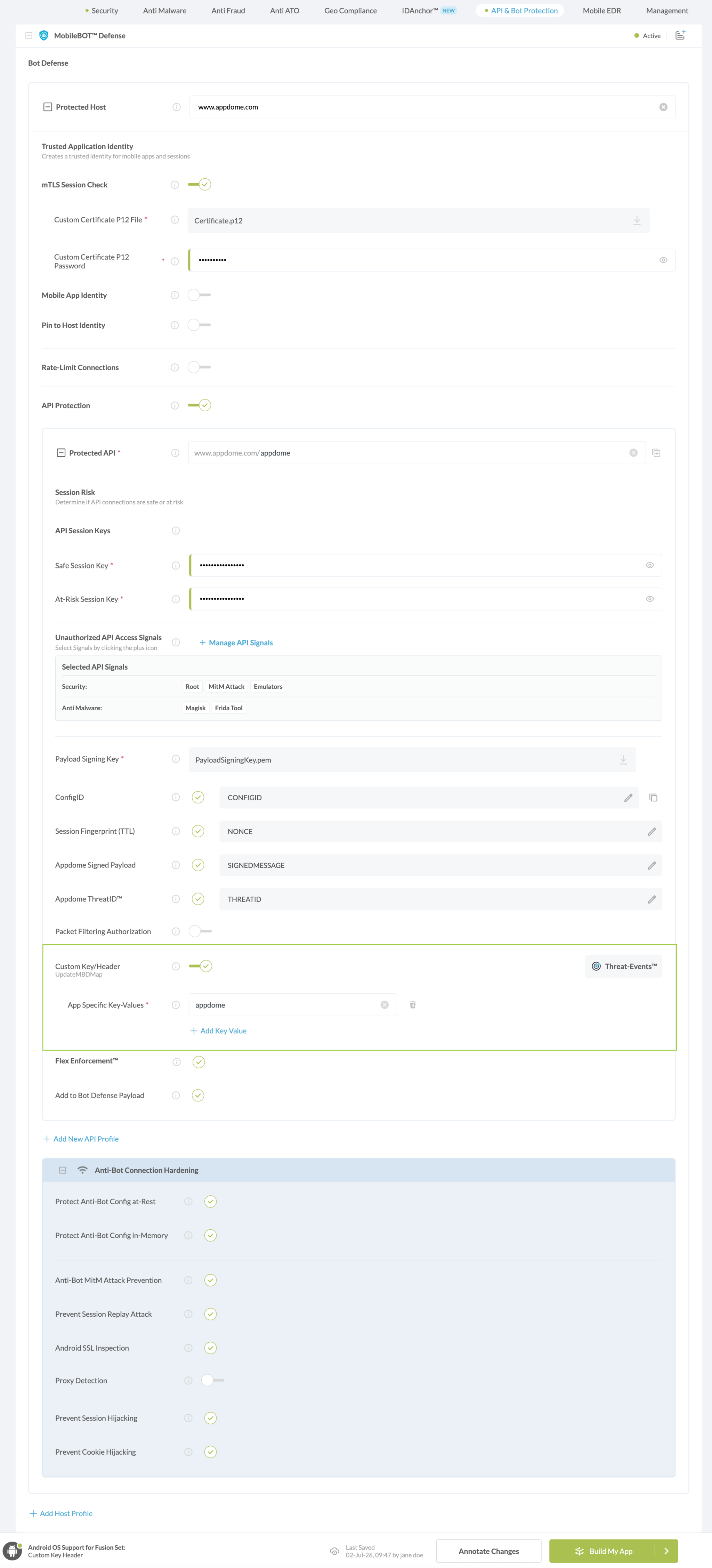 Custom Key/Header option