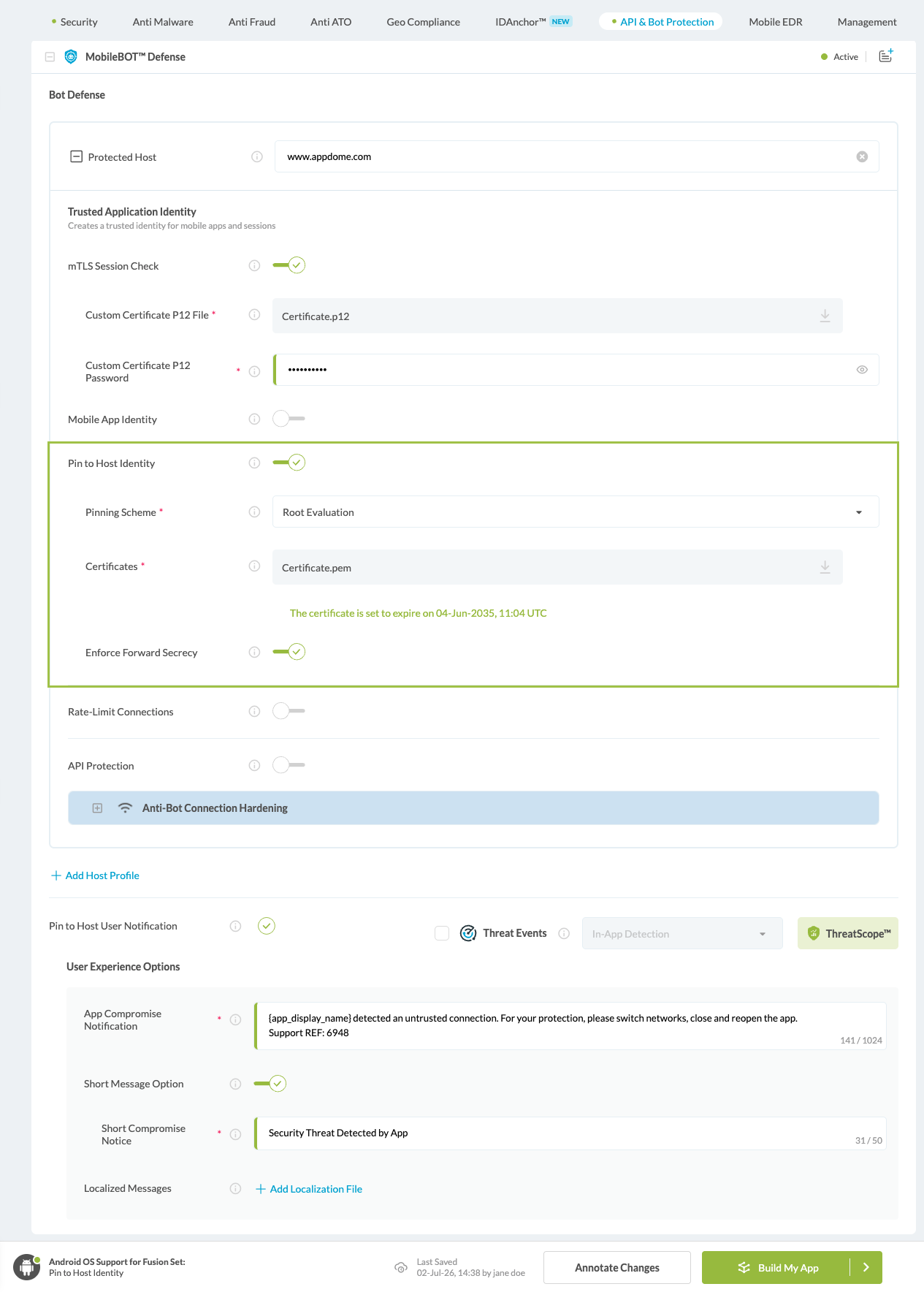 Enforce Forward Secrecy option