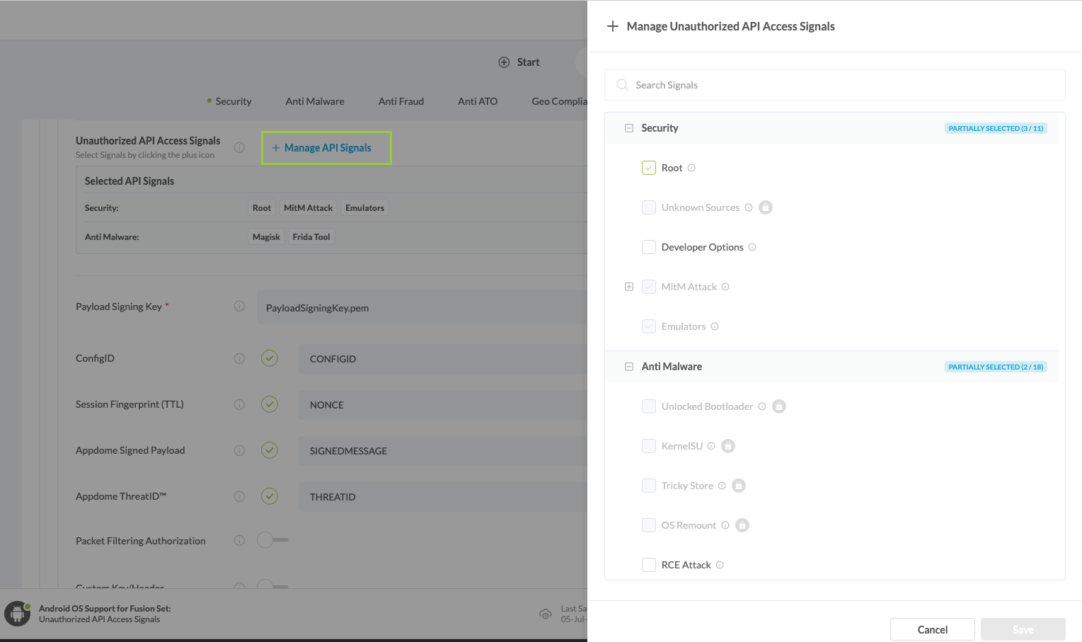 Extra configuration image for Unauthorized API Access Signals