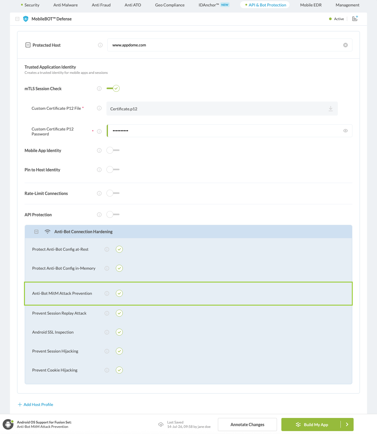 Anti-Bot MitM Attack Prevention option