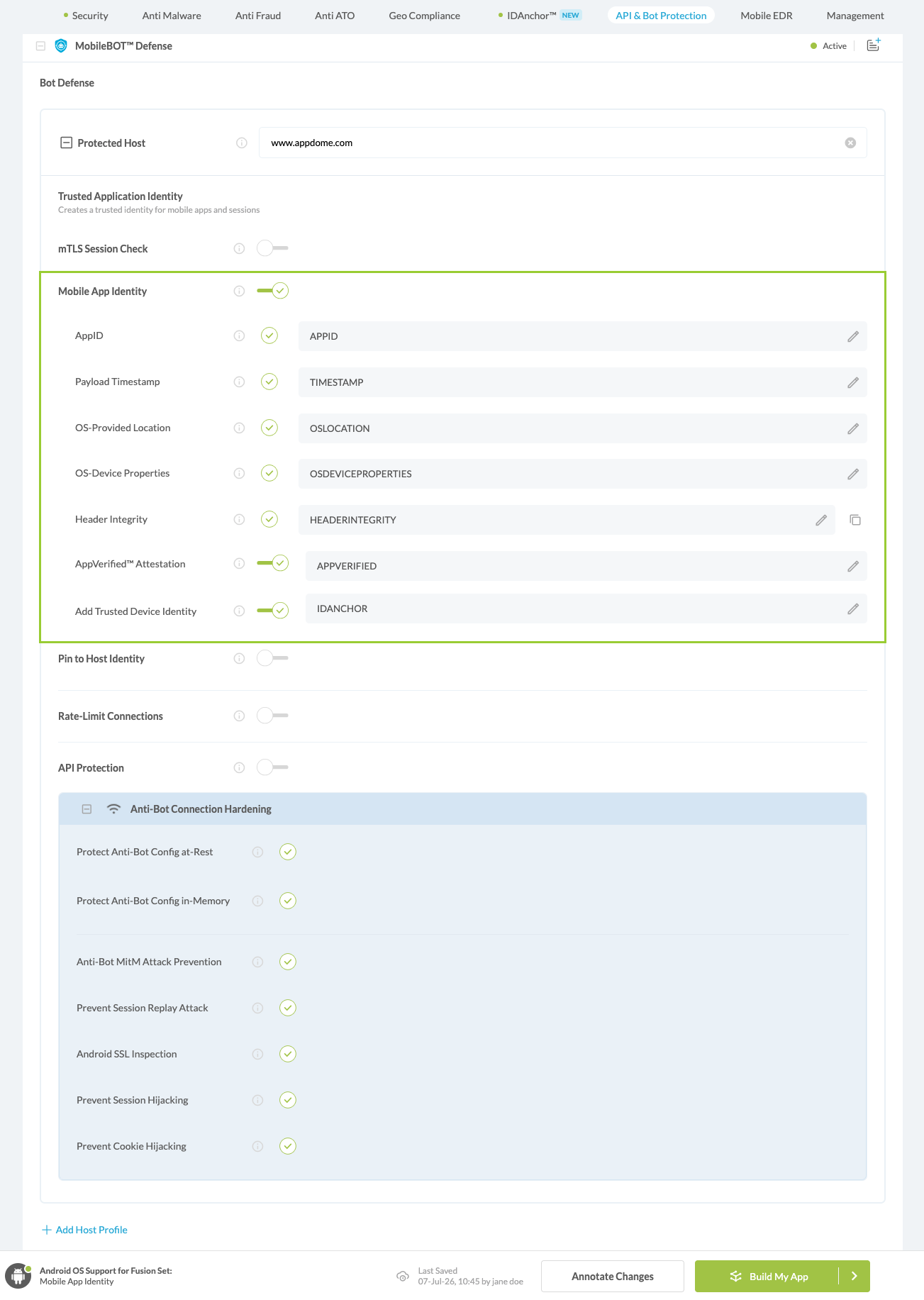 Mobile App Identity option