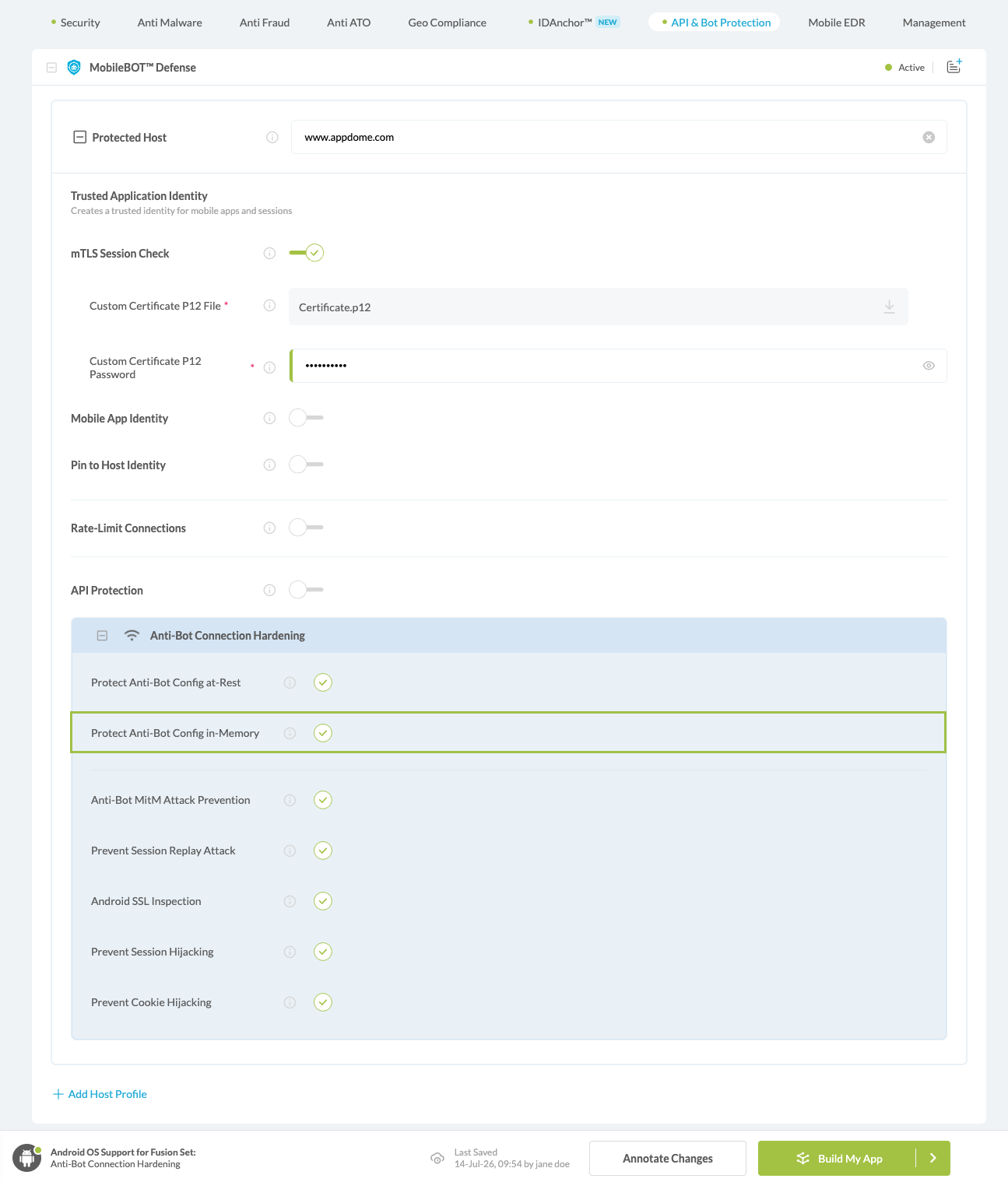 Protect Anti-Bot Config in-Memory option