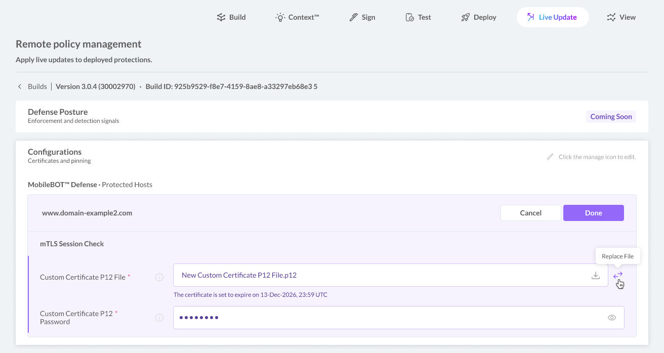 Live Update configuration editing