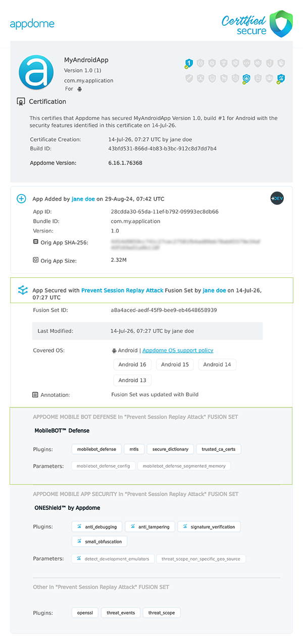 Prevent Session Replay Attack shown in Certificate secure