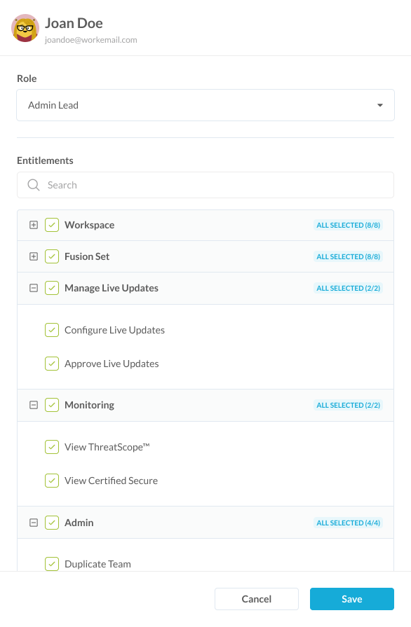 User Details Live Update Entitlements