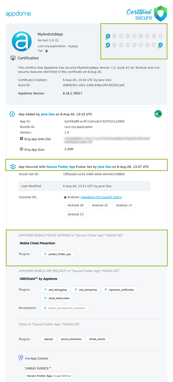 Detect Blutter shown in Certificate secure